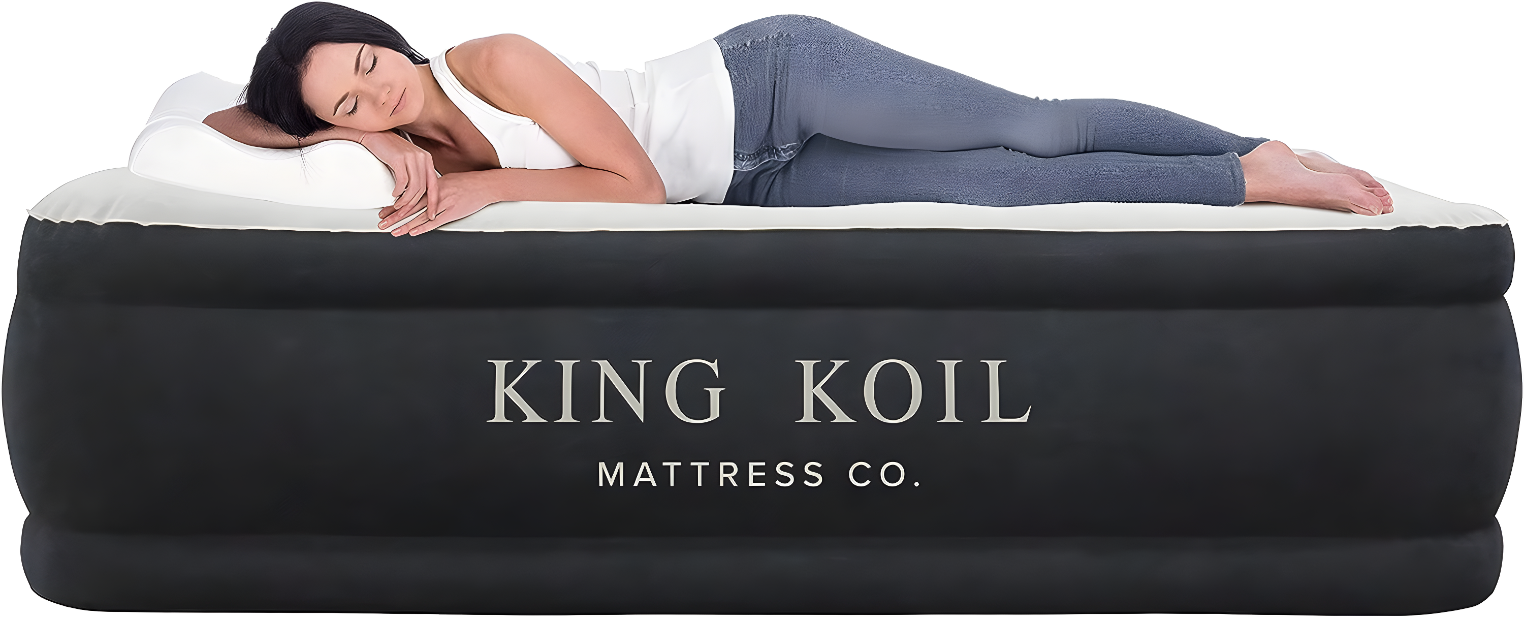 King Koil Plush Pillow Top Luxury Twin Air Mattress with Built-in High-Speed Pump for Camping, Home & Guests - Airbed Inflatable Blow Up Mattress, Waterproof, 1-Year Manufacturer Warranty