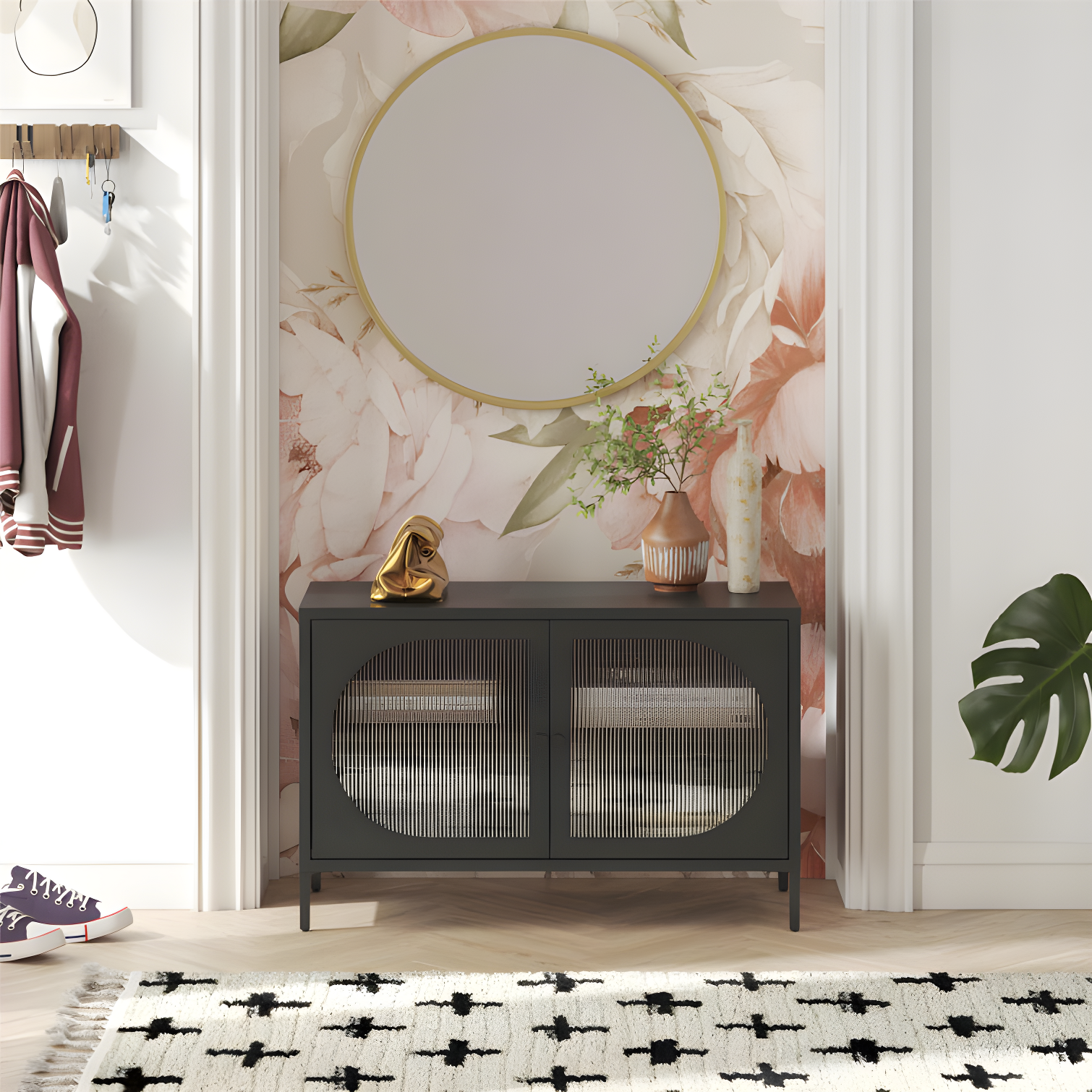 Luna 25.2'' Tall Accent Cabinet with Fluted Glass