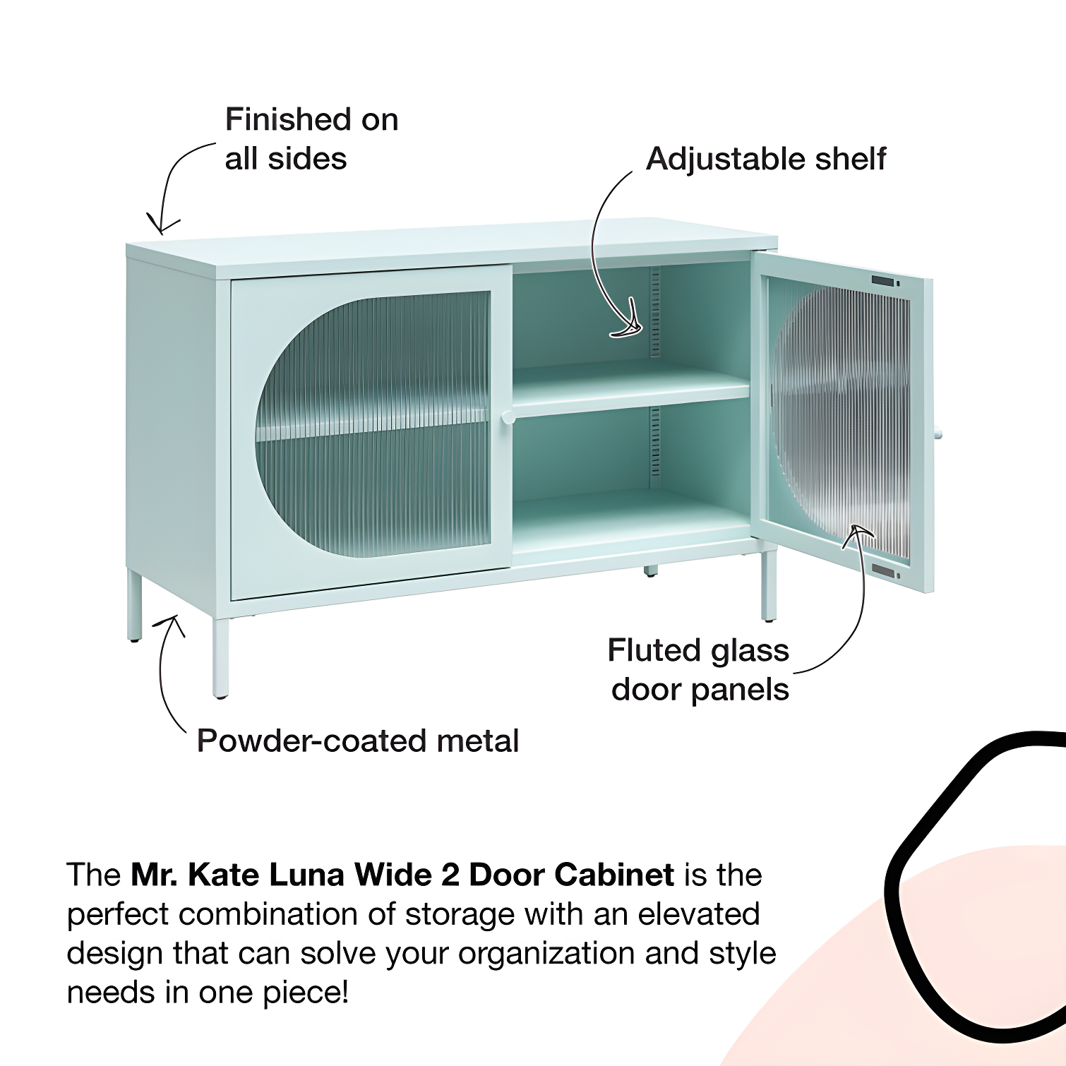 Luna 25.2'' Tall Accent Cabinet with Fluted Glass