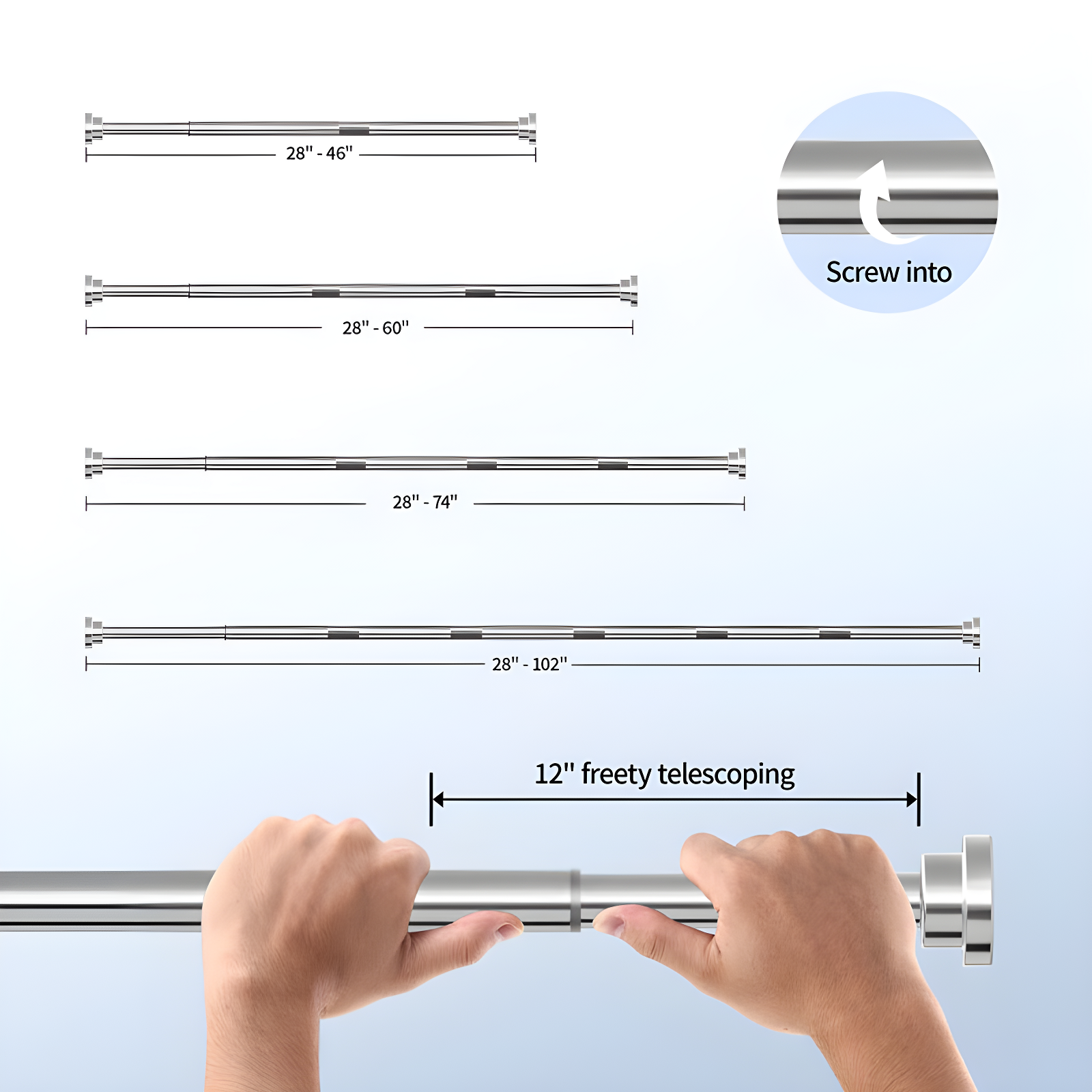 Tromay Heavy Duty Tension Shower Rod