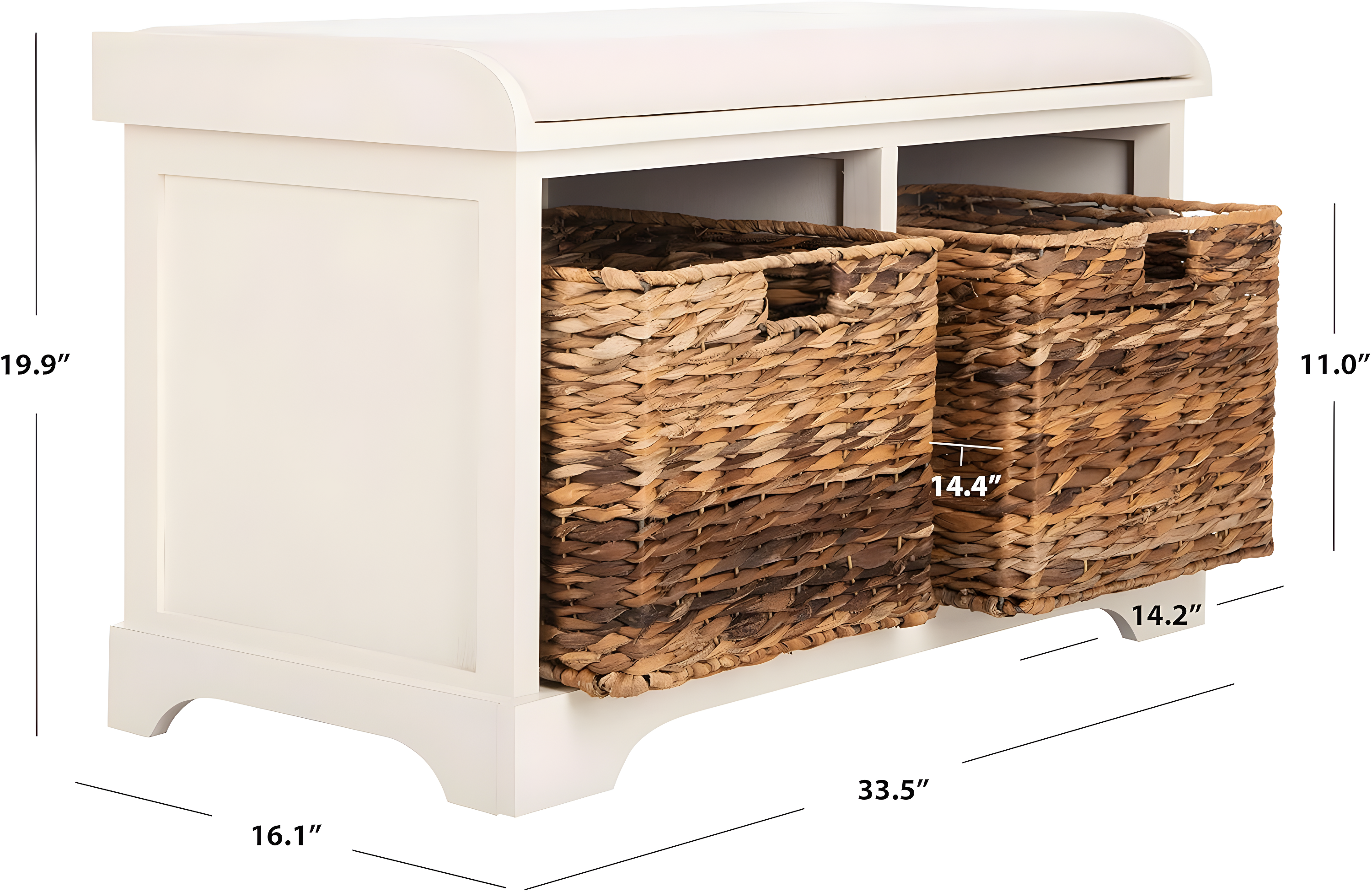 Freddy Wicker Storage Bench - AMH5736 - Vintage White - Safavieh