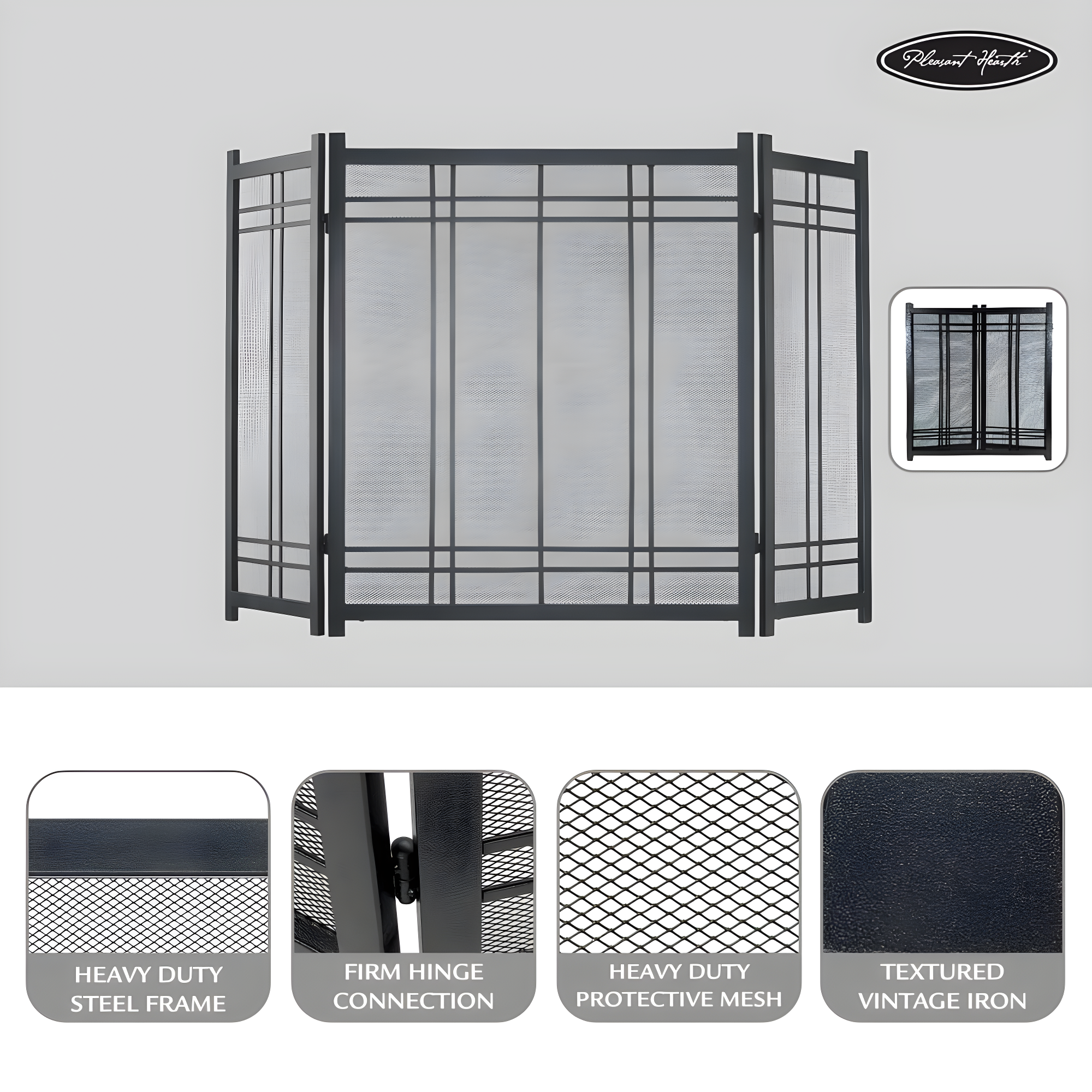 Pleasant Hearth FA016SA Preston Steel Fireplace Screen