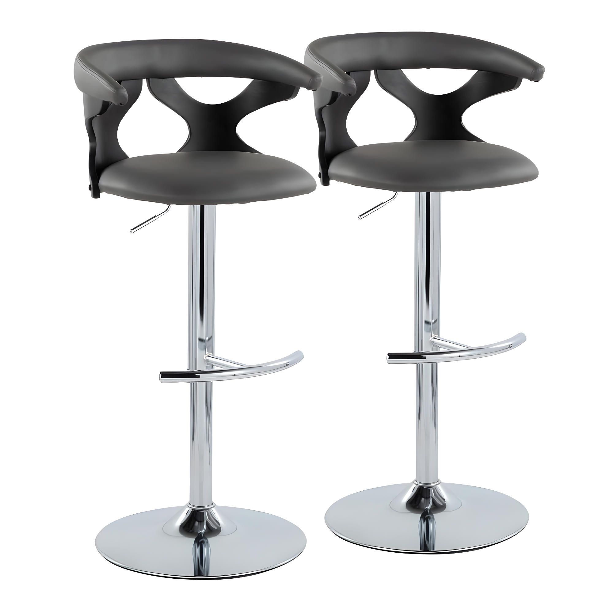 LumiSource Gardenia Swivel Upholstered Adjustable Height Counter Stool with Metal Frame (Set of 2)