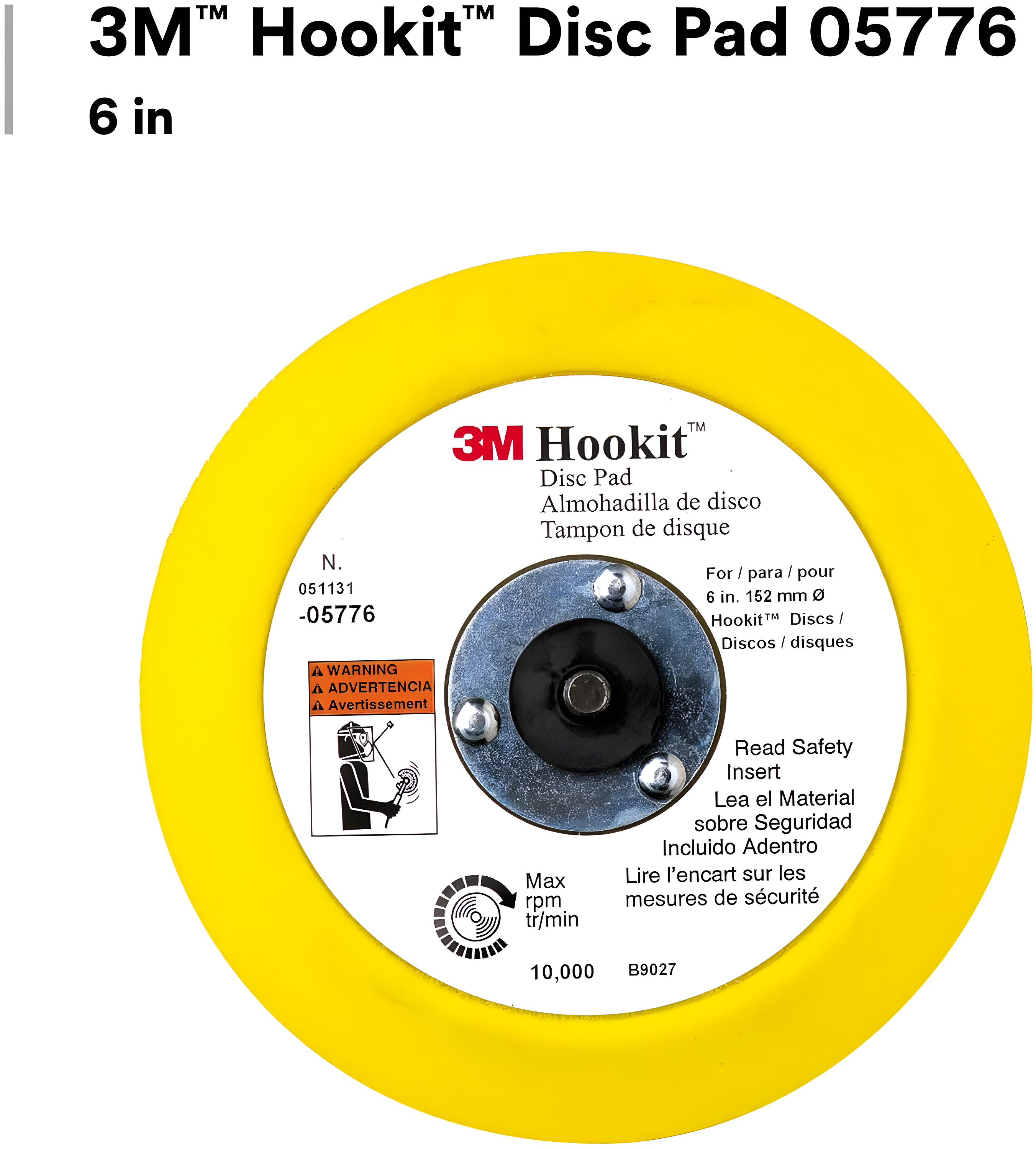 3M Automotive 5776 6" 3M Hookit Disc Pad (EA)