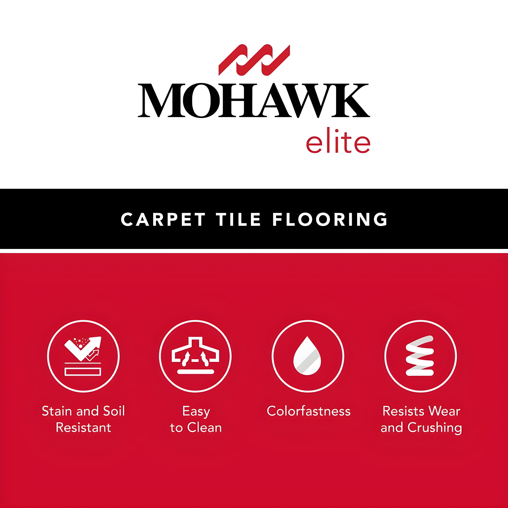 Mohawk Elite 24" x 24" Nylon Fiber Carpet Tiles (96 sqft per carton-24 Tiles)