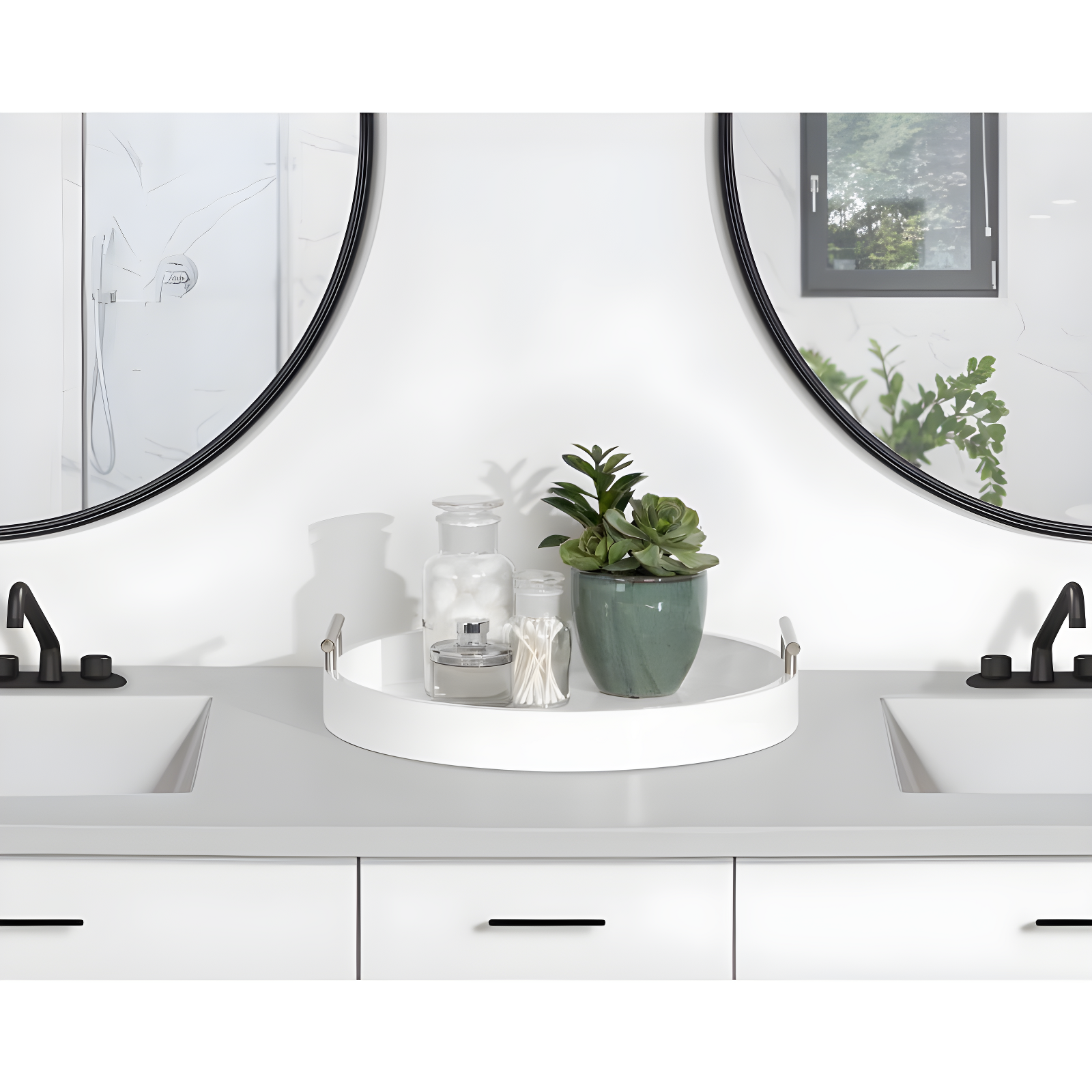 Kate and Laurel Lipton Tray, 15.5" Diameter, White and Silver