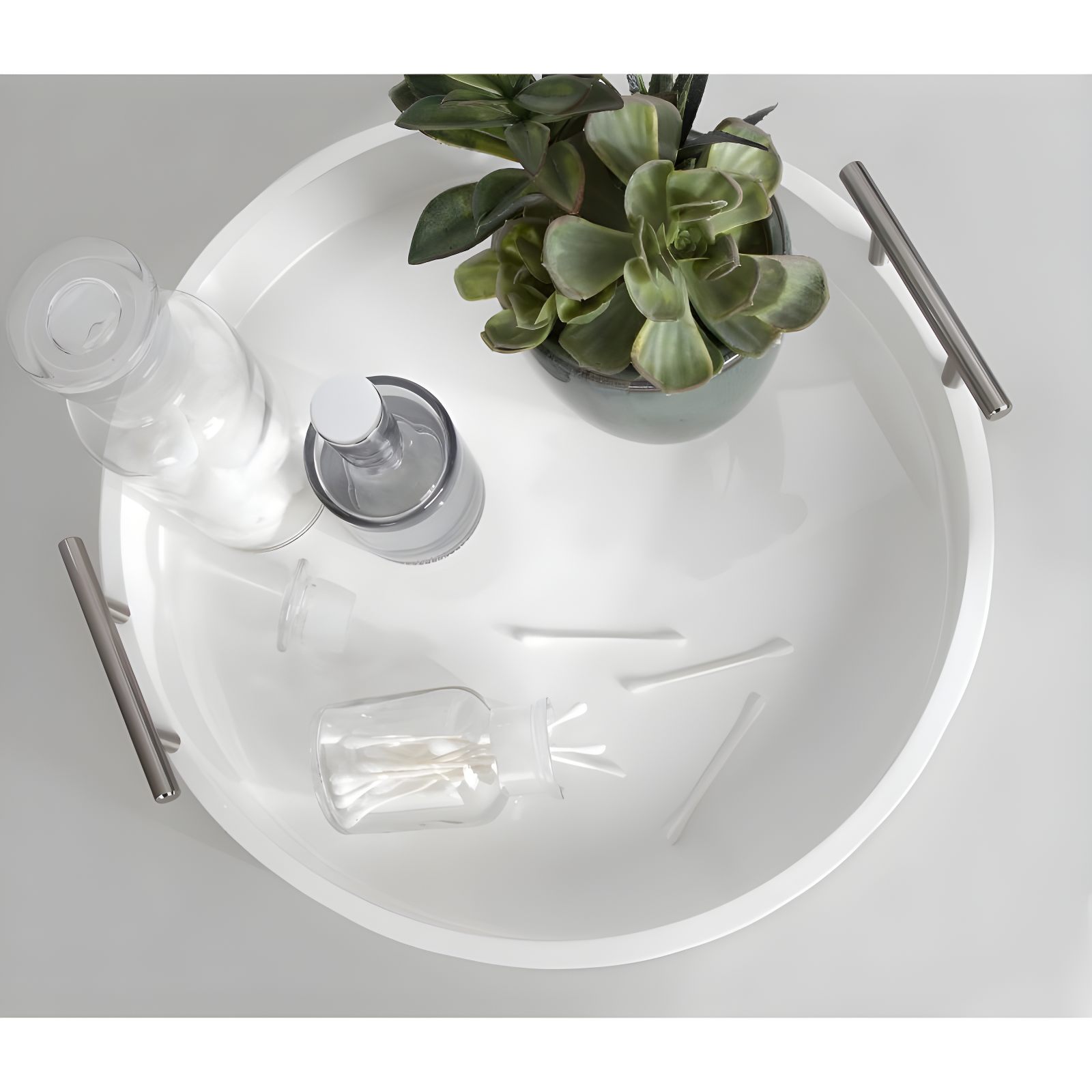Kate and Laurel Lipton Tray, 15.5" Diameter, White and Silver