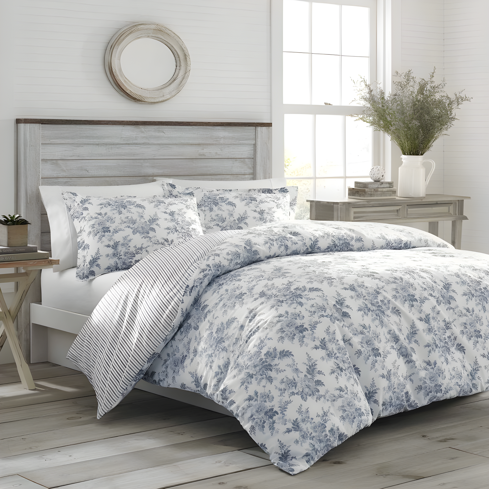 Laura Ashley Laura Ashley Annalise Floral Grey Cotton Bonus Comforter Set