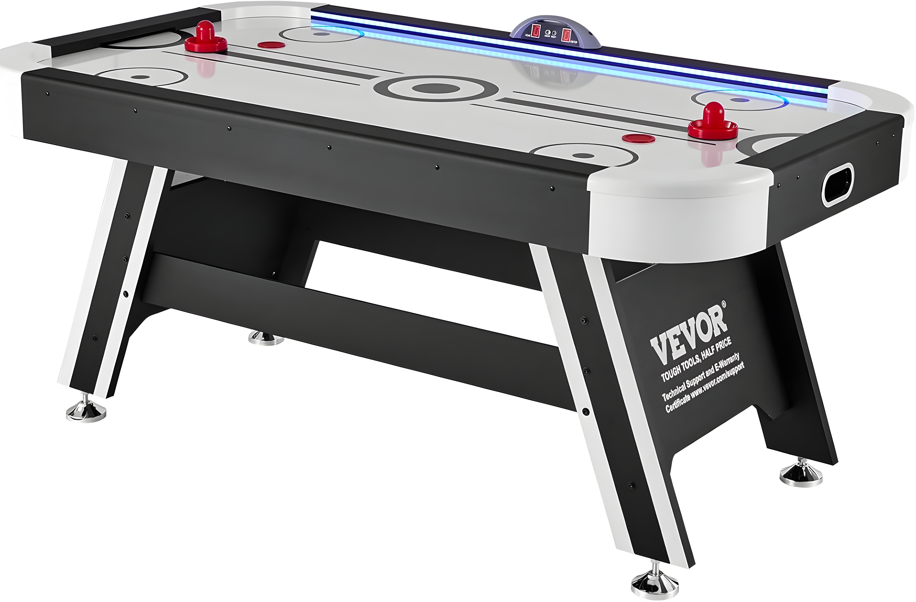 VEVOR 72" Air-Powered Hockey Table, Indoor LED Hockey Game Set with 2 Pucks, 2 Pushers, and Electronic Score System - Ideal for Kids, Adults, and Family Game Rooms