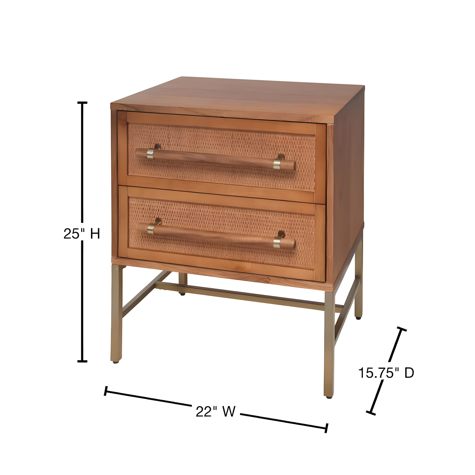 Sophia 2 Drawer Rattan Nightstand