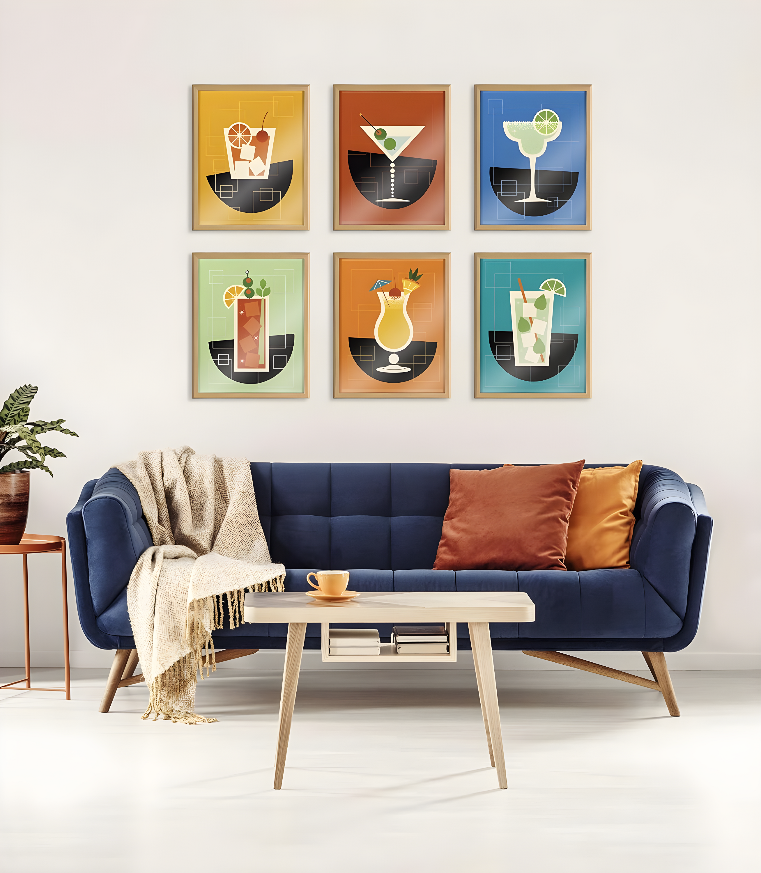 Kate and Laurel Blake " Bright Colorful Bar Drink " Painting Print