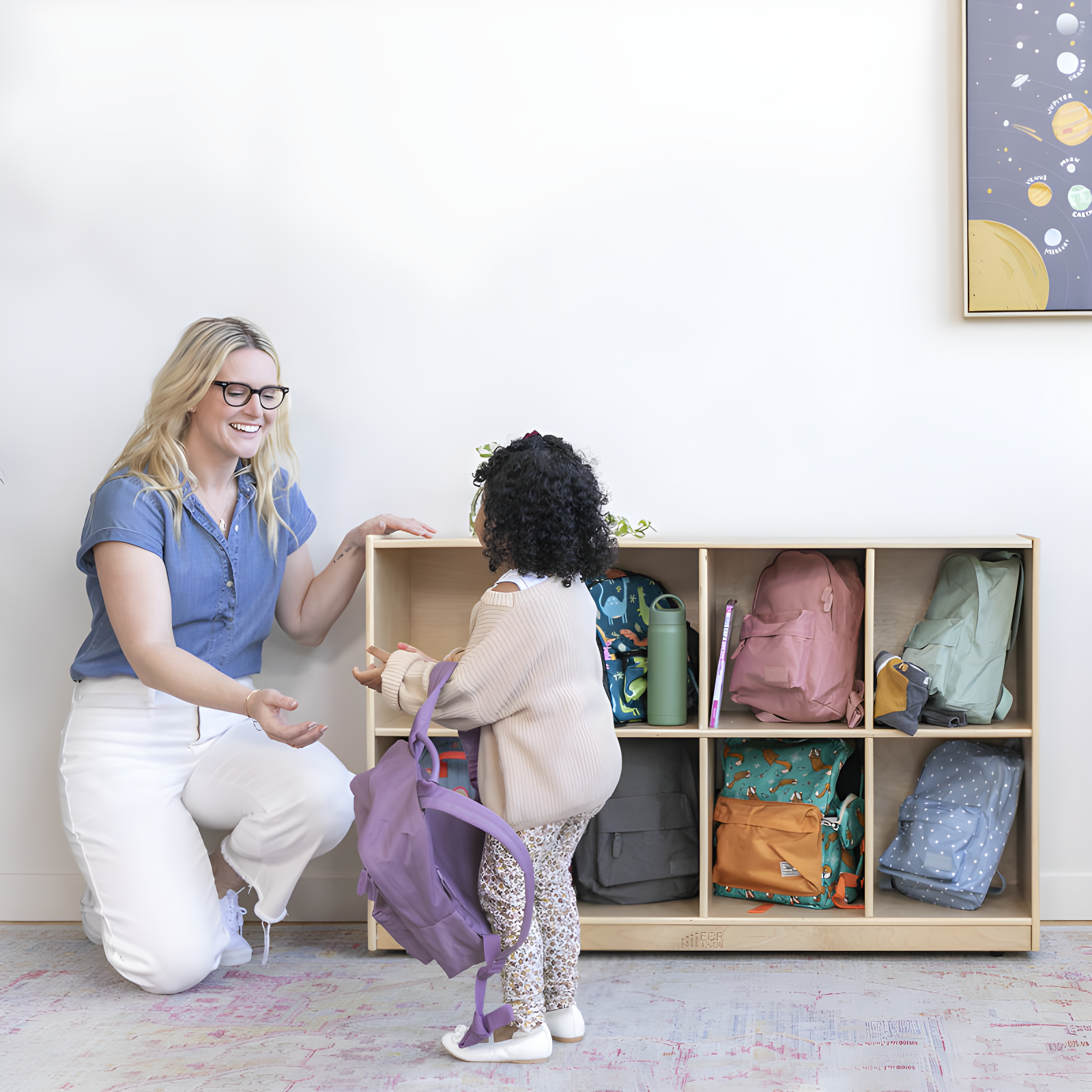 ECR4Kids ECR4Kids 8-Compartment Mobile Backpack Storage Cabinet, Classroom Furniture