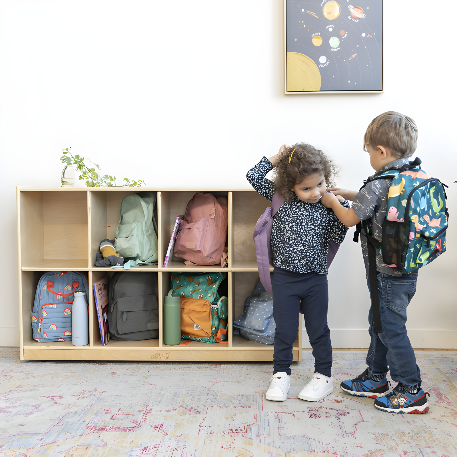 ECR4Kids ECR4Kids 8-Compartment Mobile Backpack Storage Cabinet, Classroom Furniture
