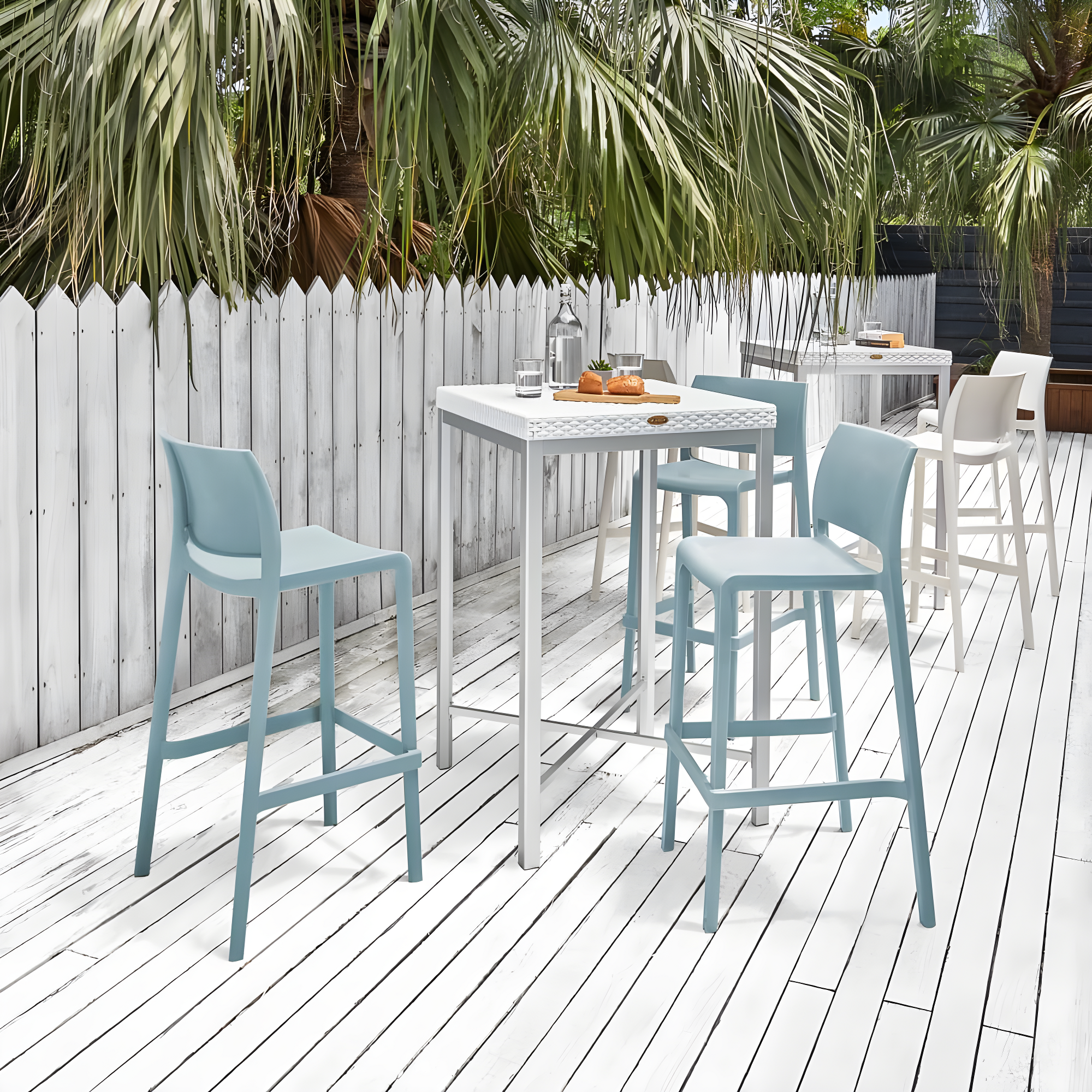 Sensilla 2pk Outdoor Stackable Bar Stools - Light Blue - Lagoon