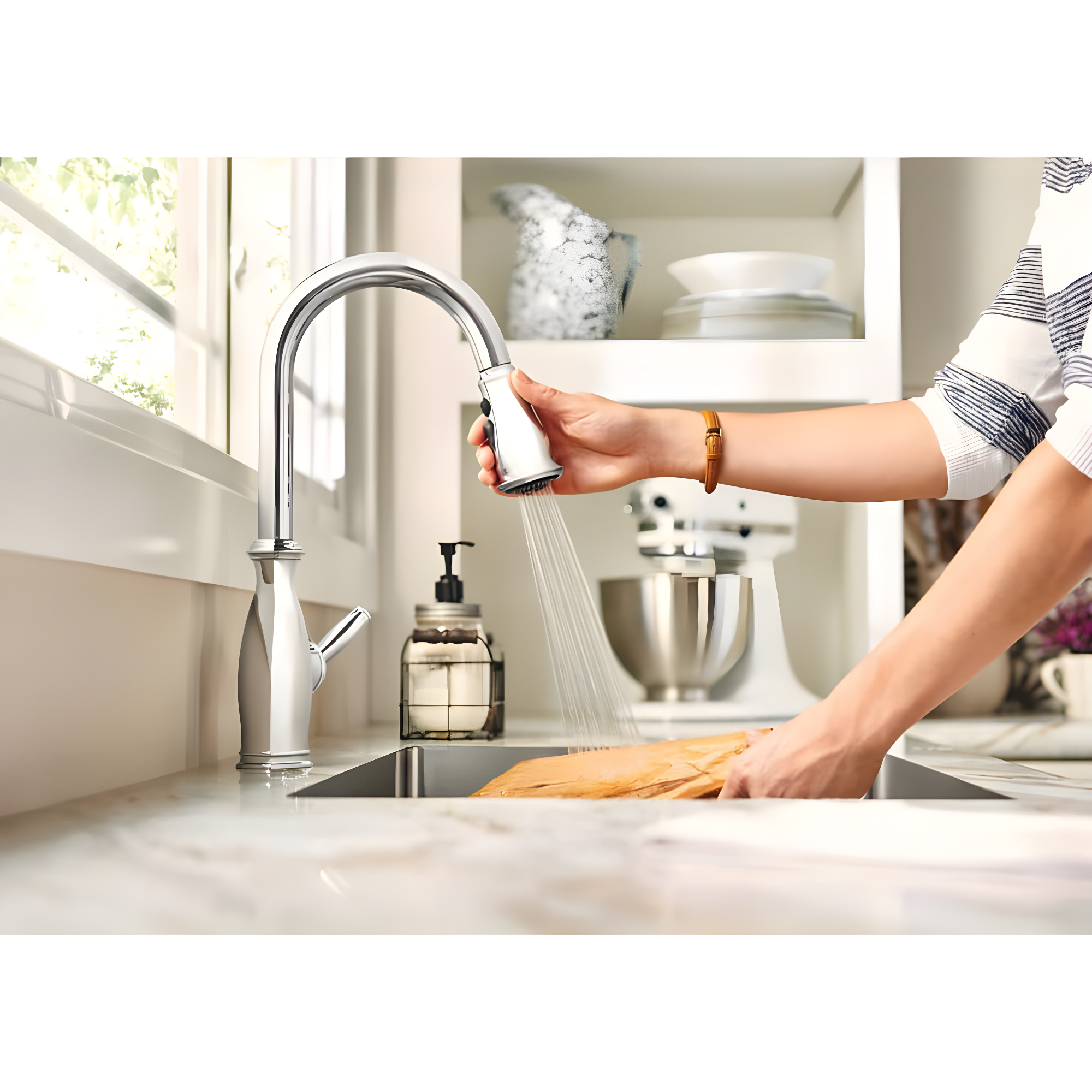 Brantford Pull Out Single Handle Kitchen Faucet with PowerBoost and Reflex