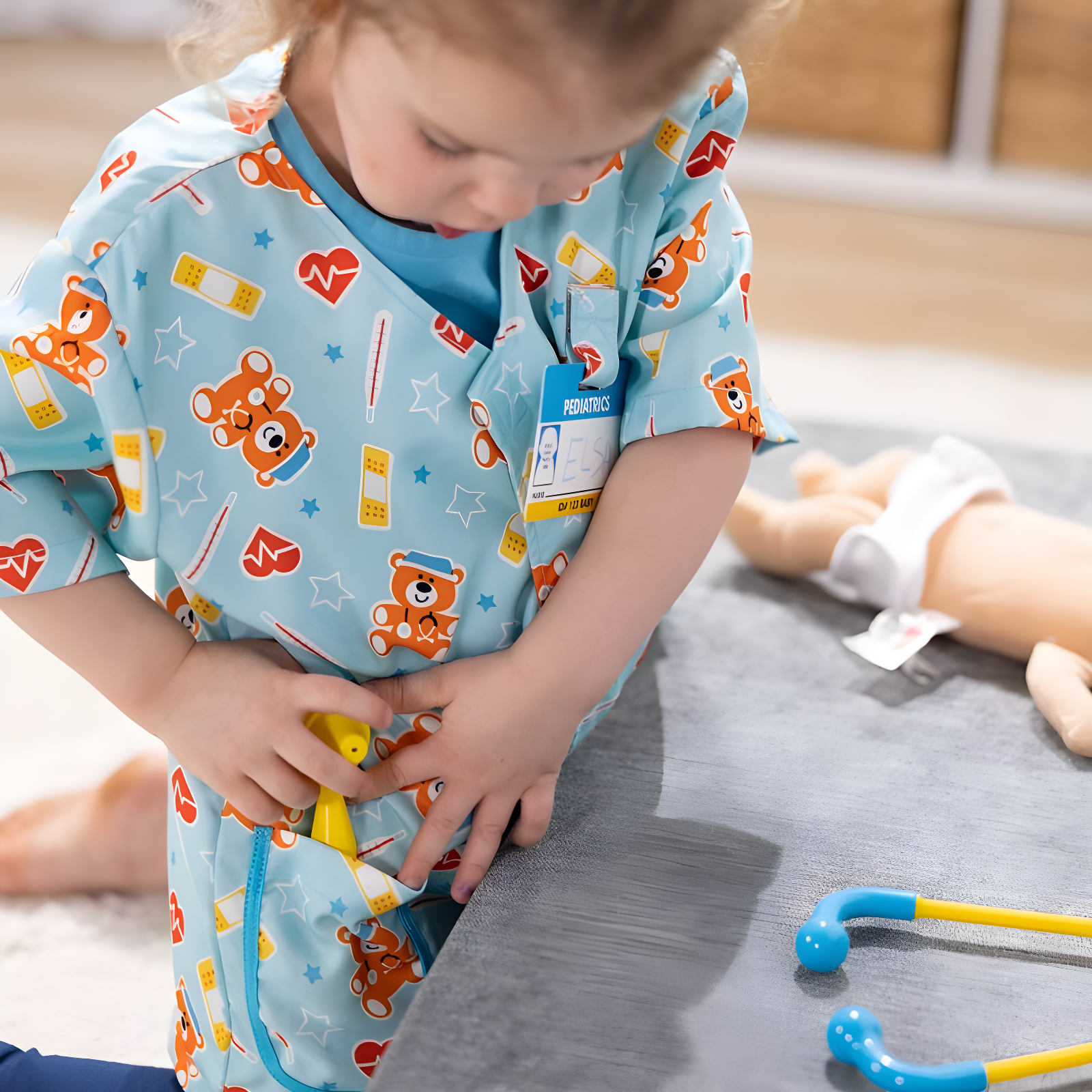 Melissa & Doug Pediatric Nurse Role Play Costume Set (8pc) - Includes Baby Doll, Stethoscope