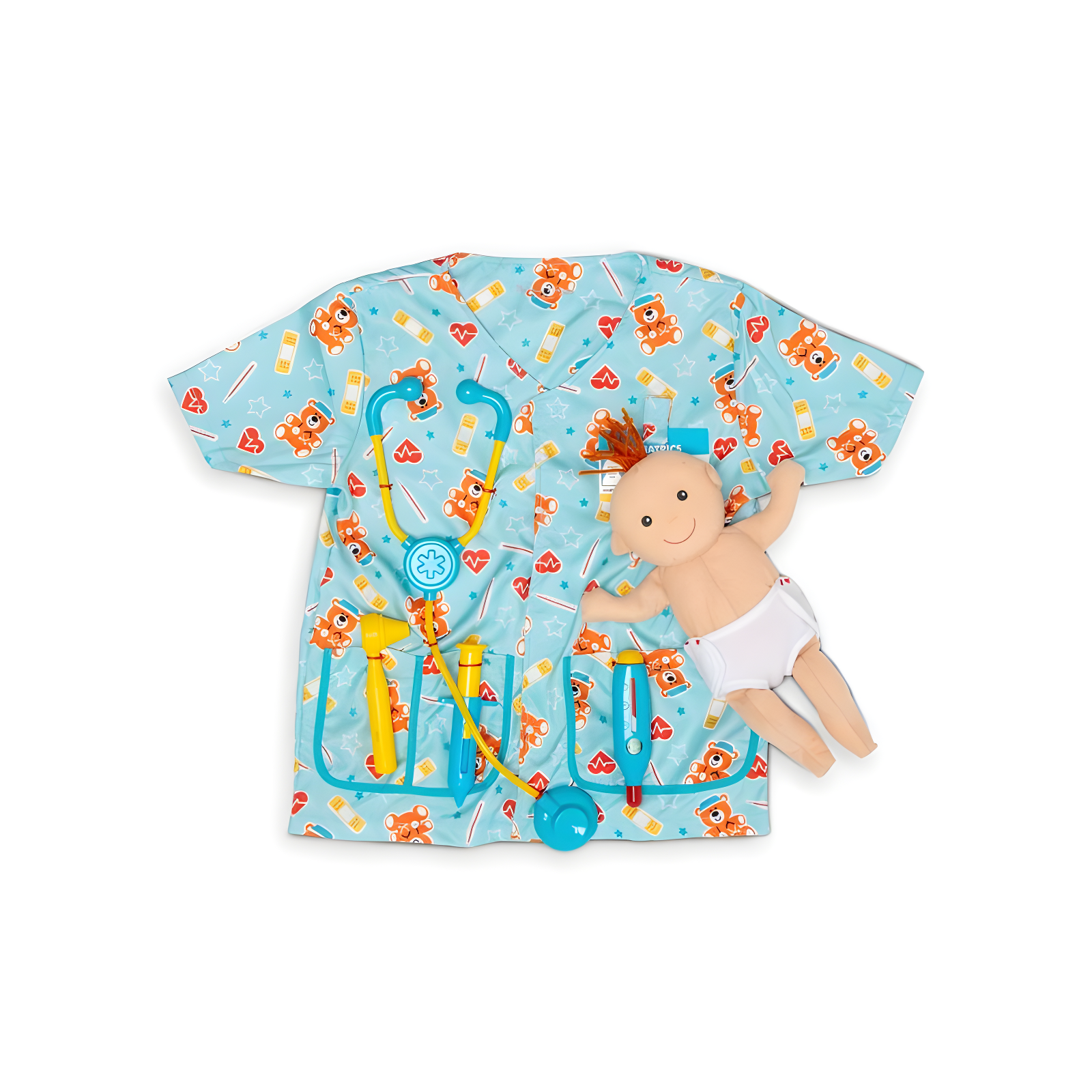 Melissa & Doug Pediatric Nurse Role Play Costume Set (8pc) - Includes Baby Doll, Stethoscope