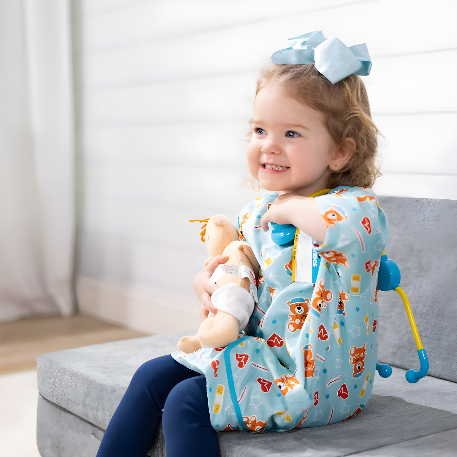 Melissa & Doug Pediatric Nurse Role Play Costume Set (8pc) - Includes Baby Doll, Stethoscope