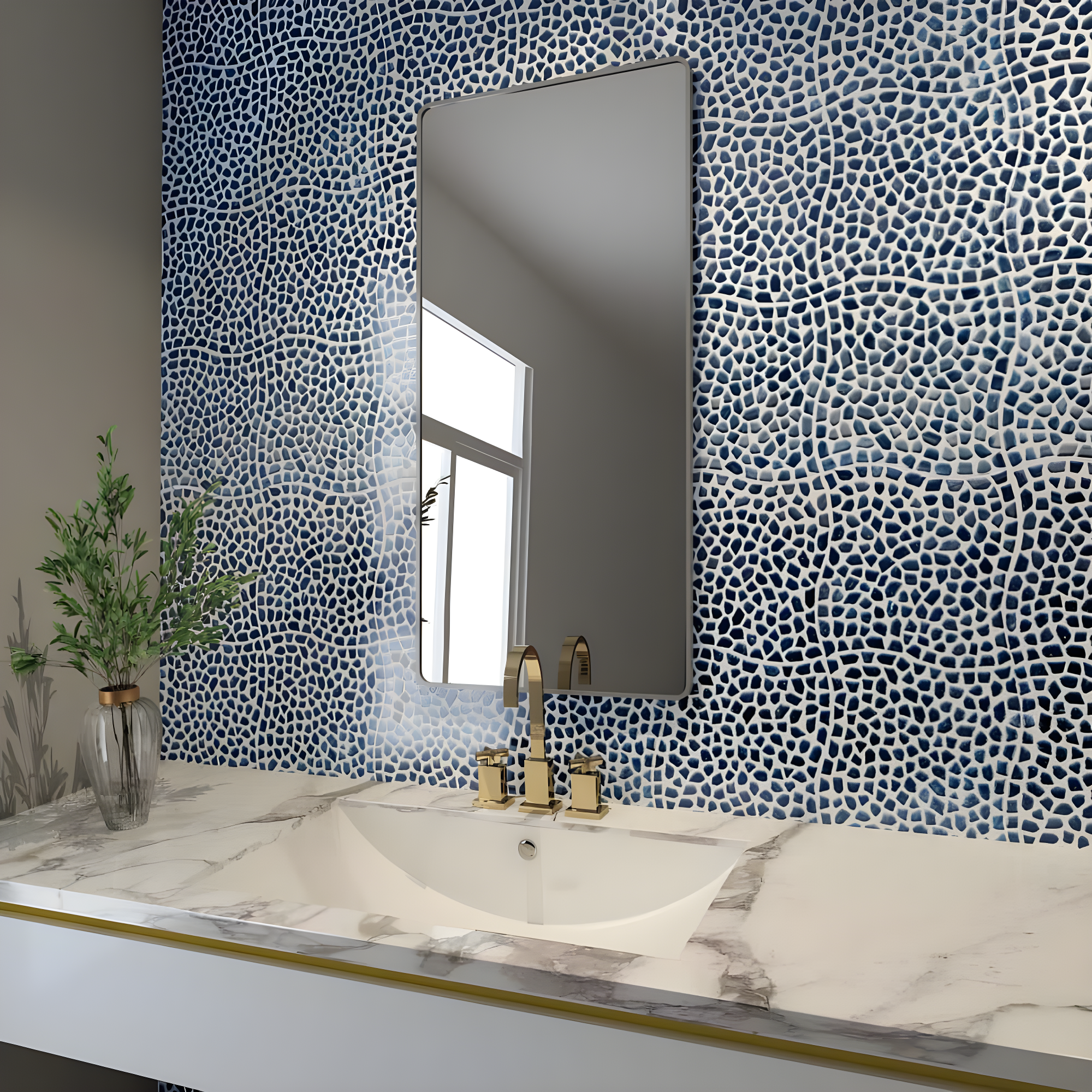 Bond Tile Fractal Pebble 11.88 in. x 11.88 in. Polished Glass Wall Mosaic Tile (0.98 Sq. Ft. / Each) | Wayfair