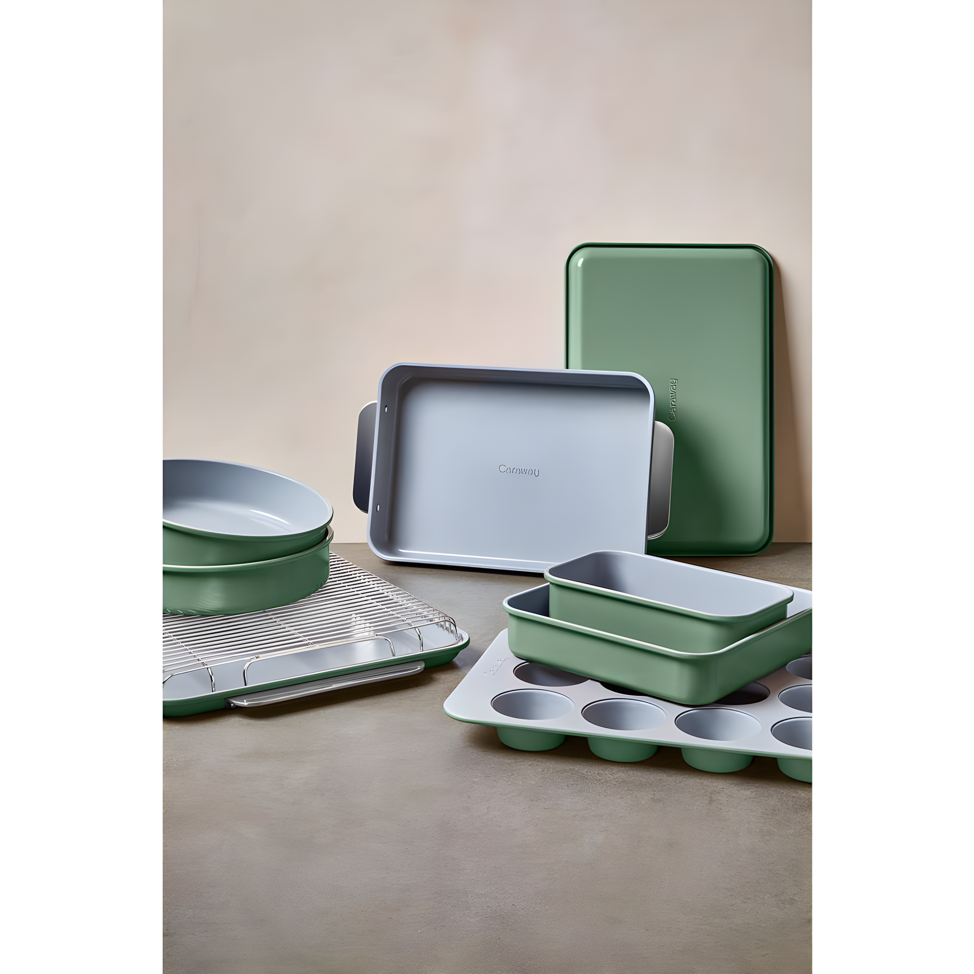 Caraway Sage Non-Toxic Ceramic Non-Stick Mini 5-Piece Bakeware Set