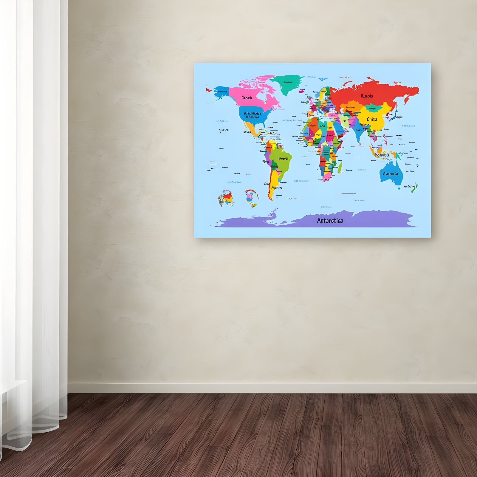 Trademark Fine Art - 22"x32" Michael Tompsett 'Childrens World Map' Canvas Art