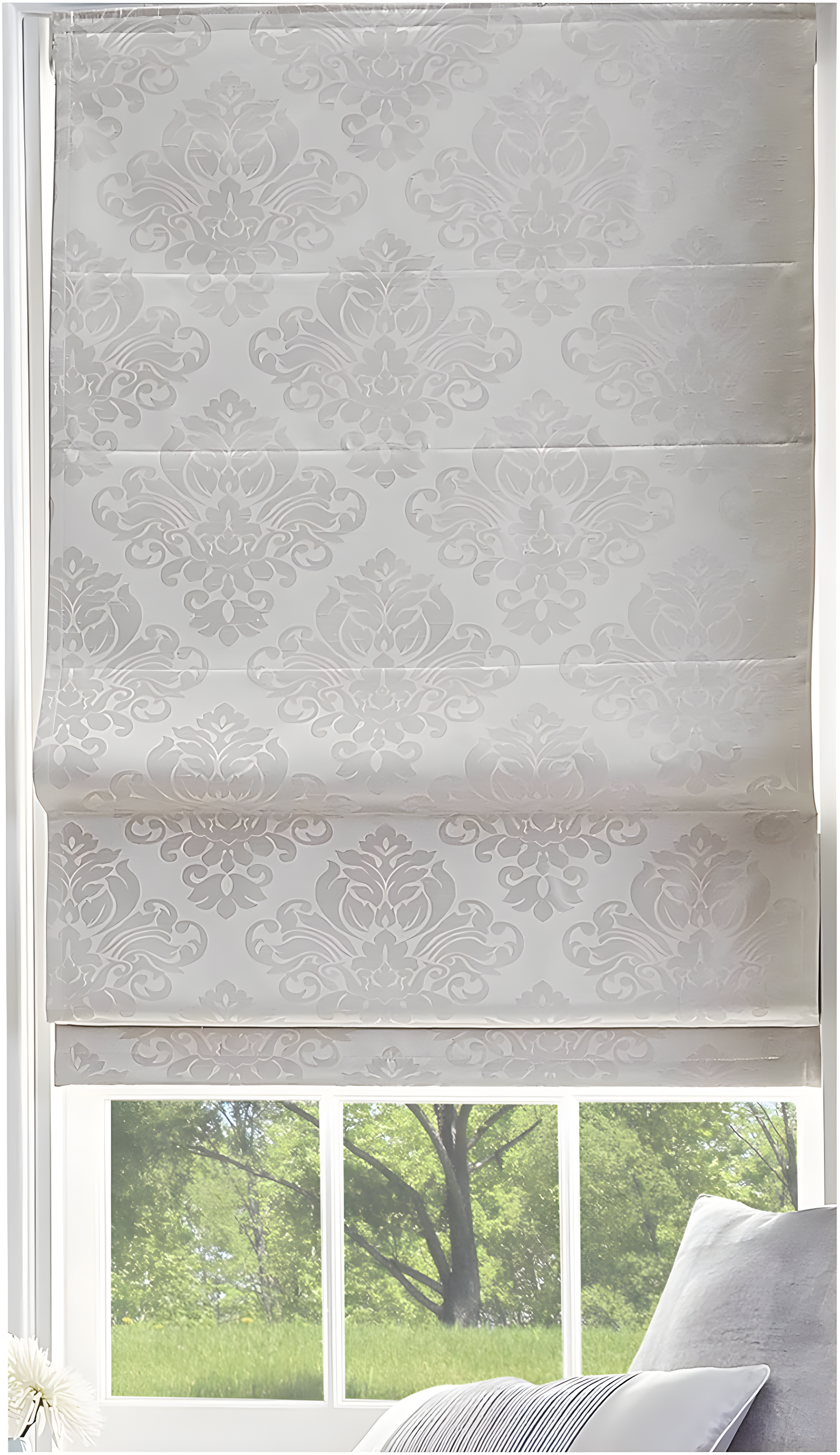 CHF Industries Damask Room Darkening Roman Shade 30 - 39 Inches Linen 34"W X 64"L