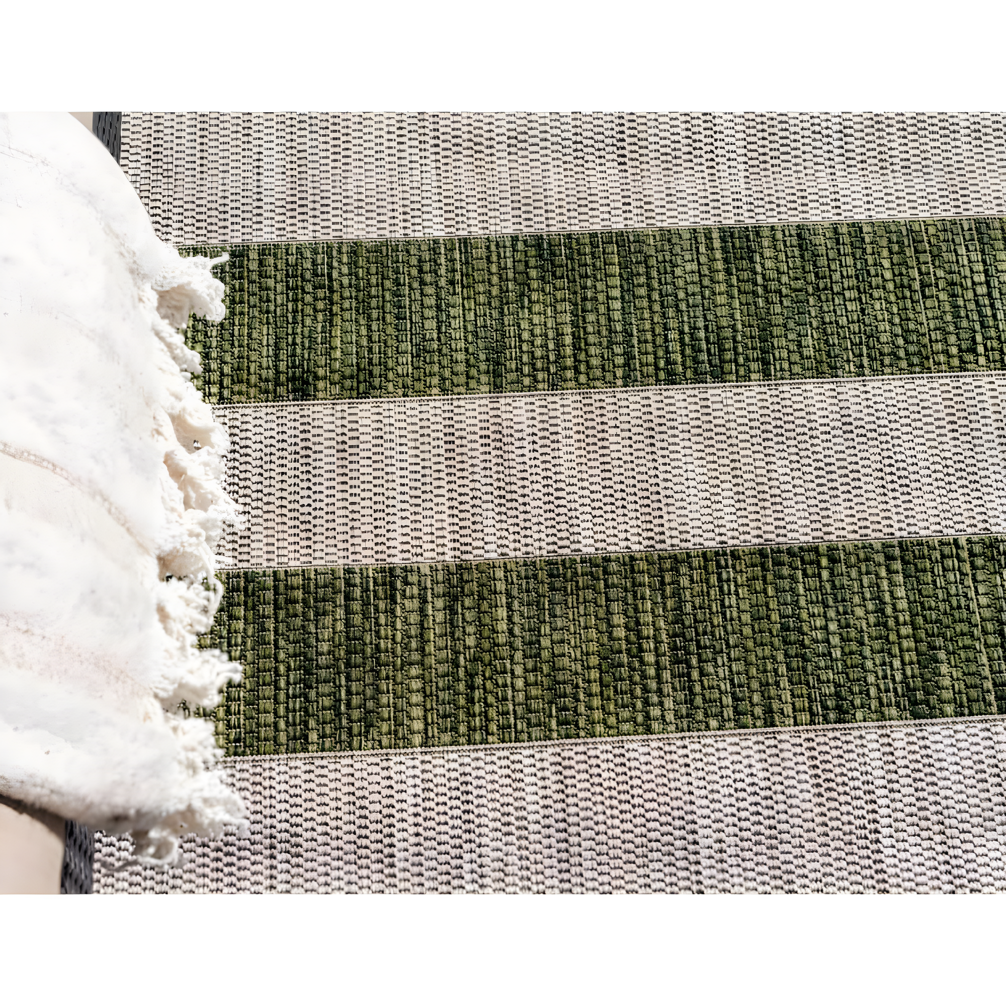 Unique Loom Outdoor Striped Collection Area Rug - Distressed Stripe (5' 1" x 8' Rectangle Green/Gray)