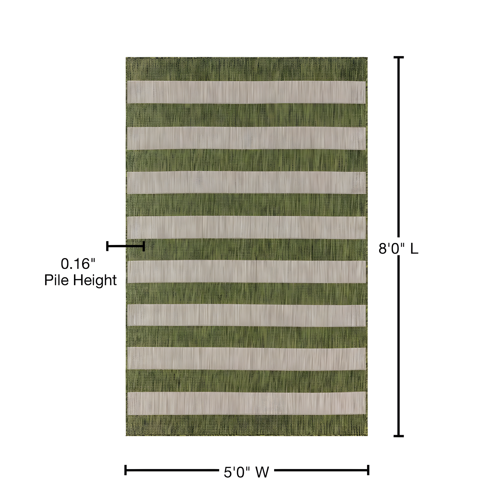 Unique Loom Outdoor Striped Collection Area Rug - Distressed Stripe (5' 1" x 8' Rectangle Green/Gray)