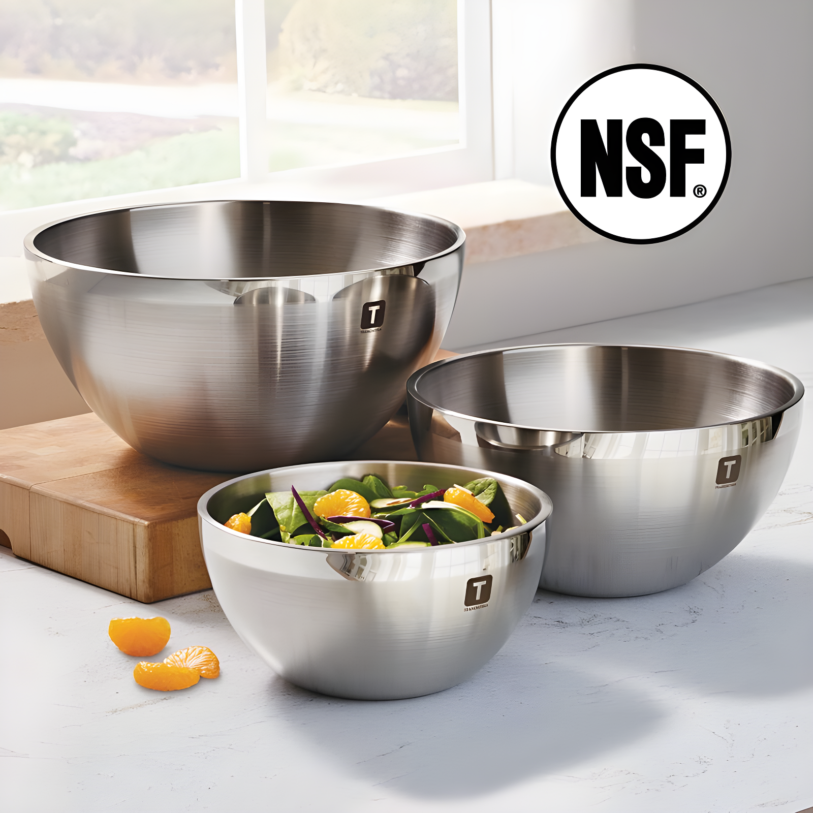 Tramontina Gourmet Double-Wall 3 Piece Stainless Steel Mixing Bowl Set