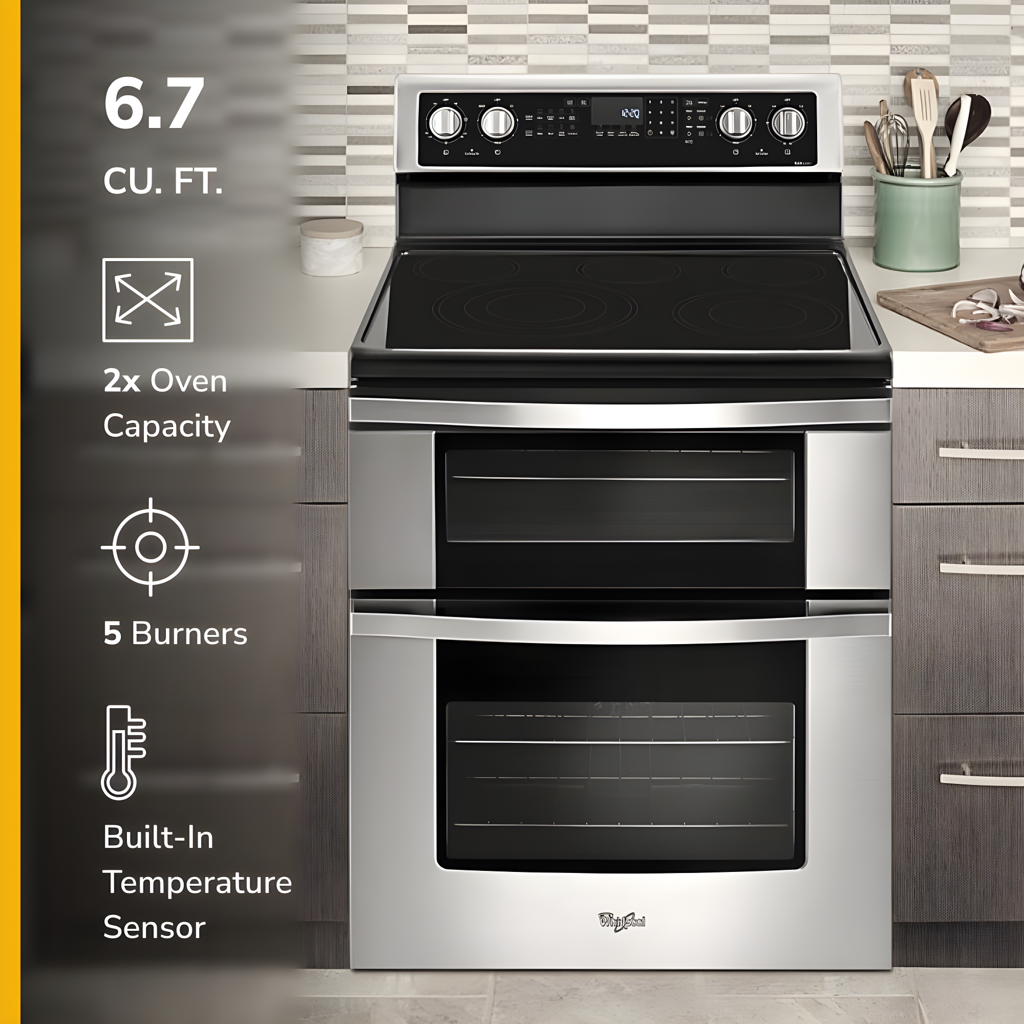 Whirlpool WGE745C0FS 30" Stainless Freestanding Double Oven Range
