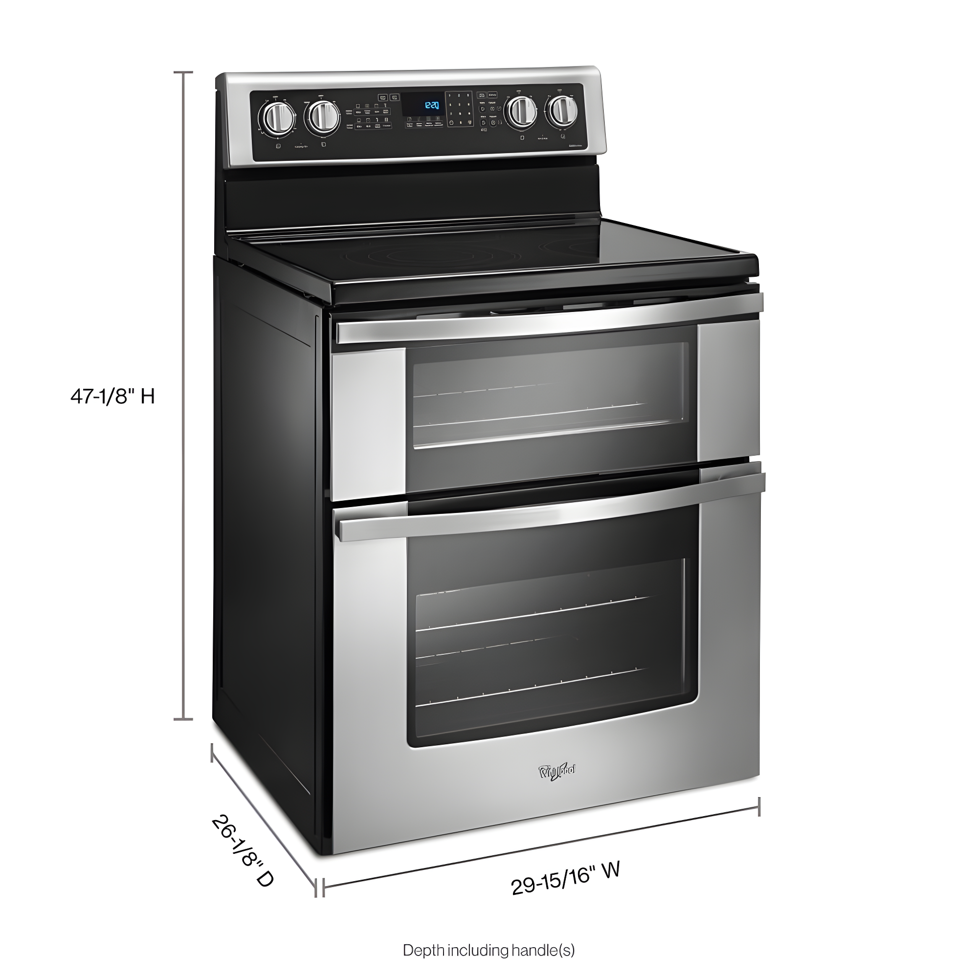 Whirlpool WGE745C0FS 30" Stainless Freestanding Double Oven Range