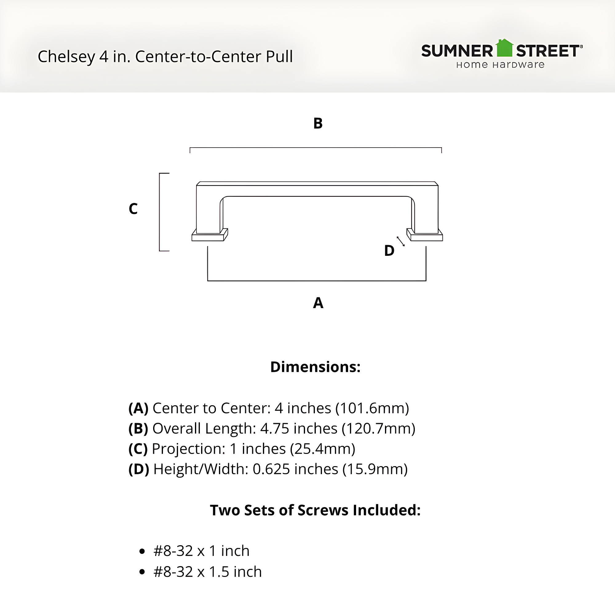 Chelsey 4" Center to Center Bar Pull