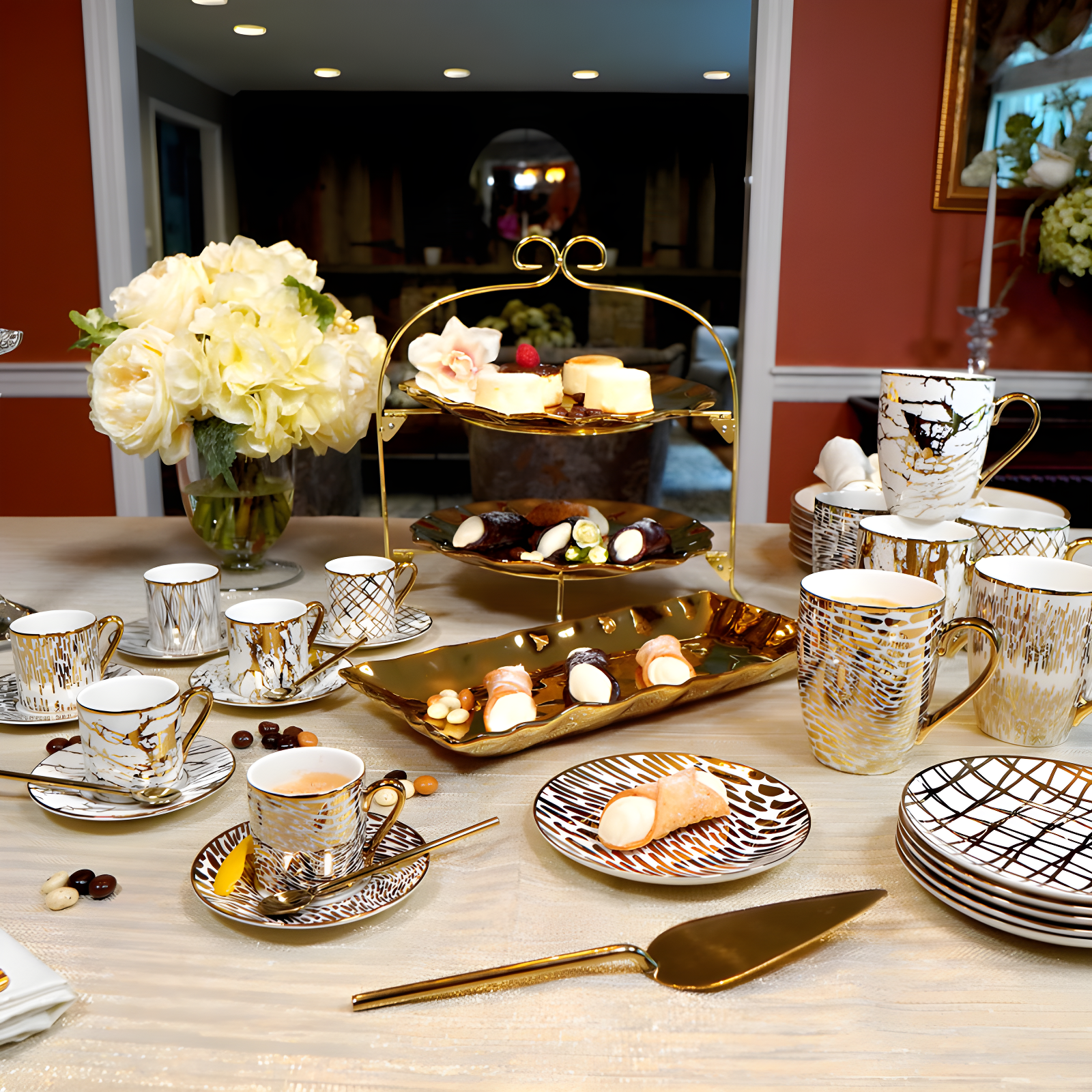 Certified International Set Of 6 Gold Plated Mugs