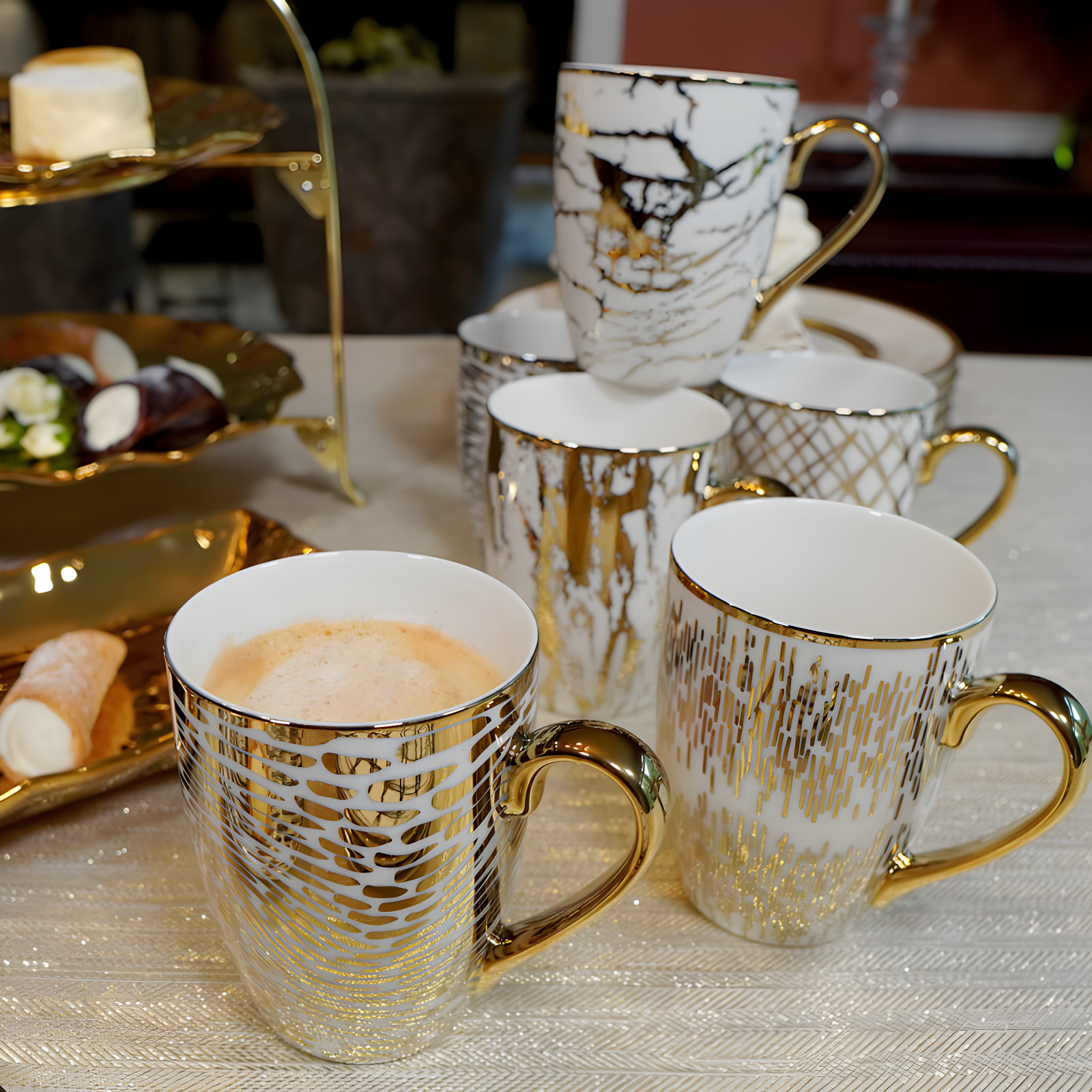 Certified International Set Of 6 Gold Plated Mugs