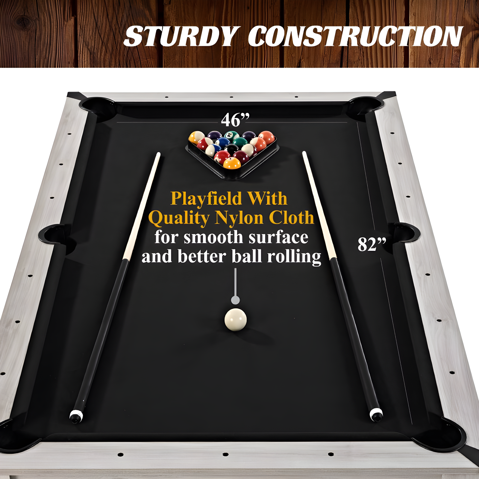 Barrington Billiards Monteray 7’ Pool Table, 3-in-1 with Dining Top & Rolling Storage Caddy