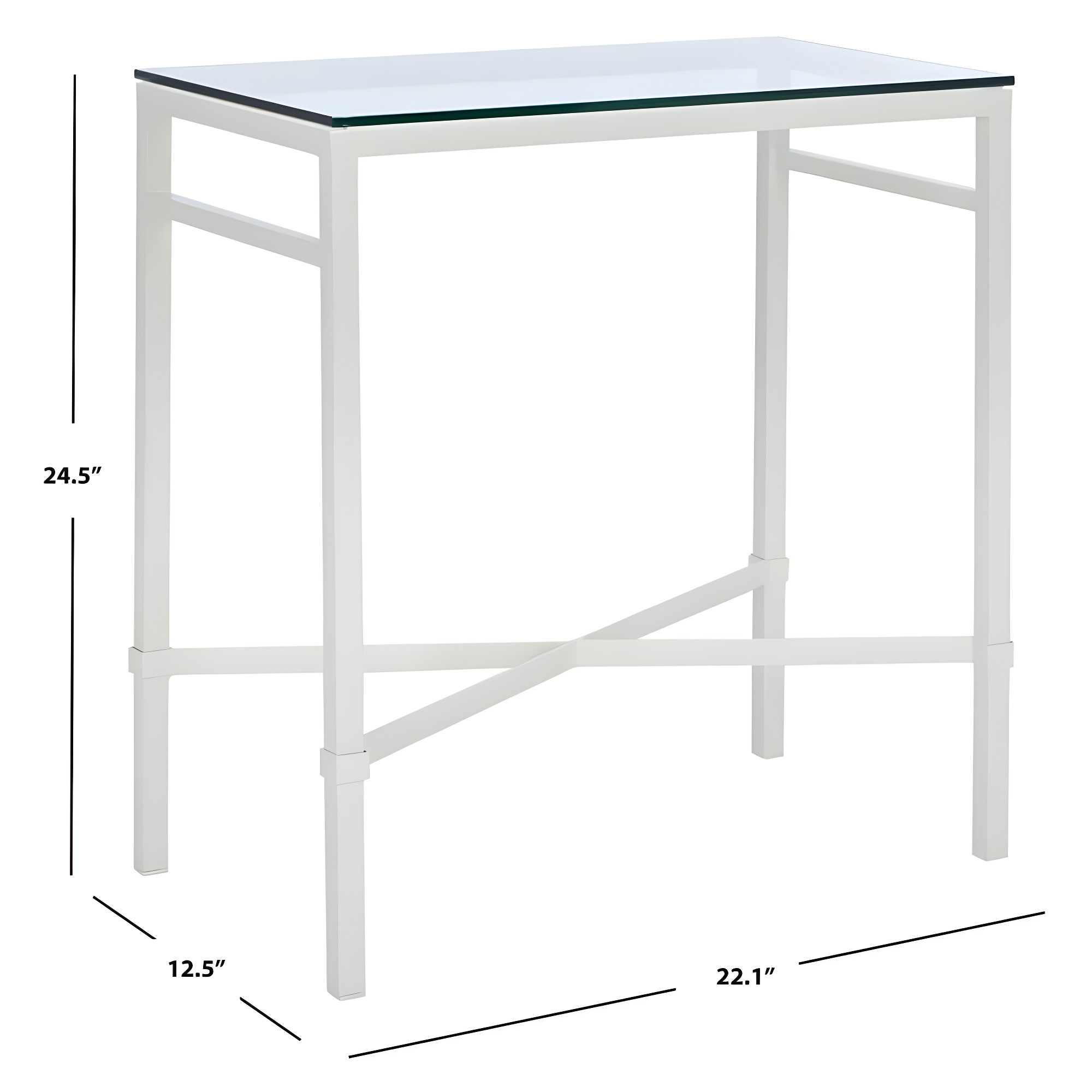 SAFAVIEH Couture Viggo Glam Glass Top Metal Side Table, White