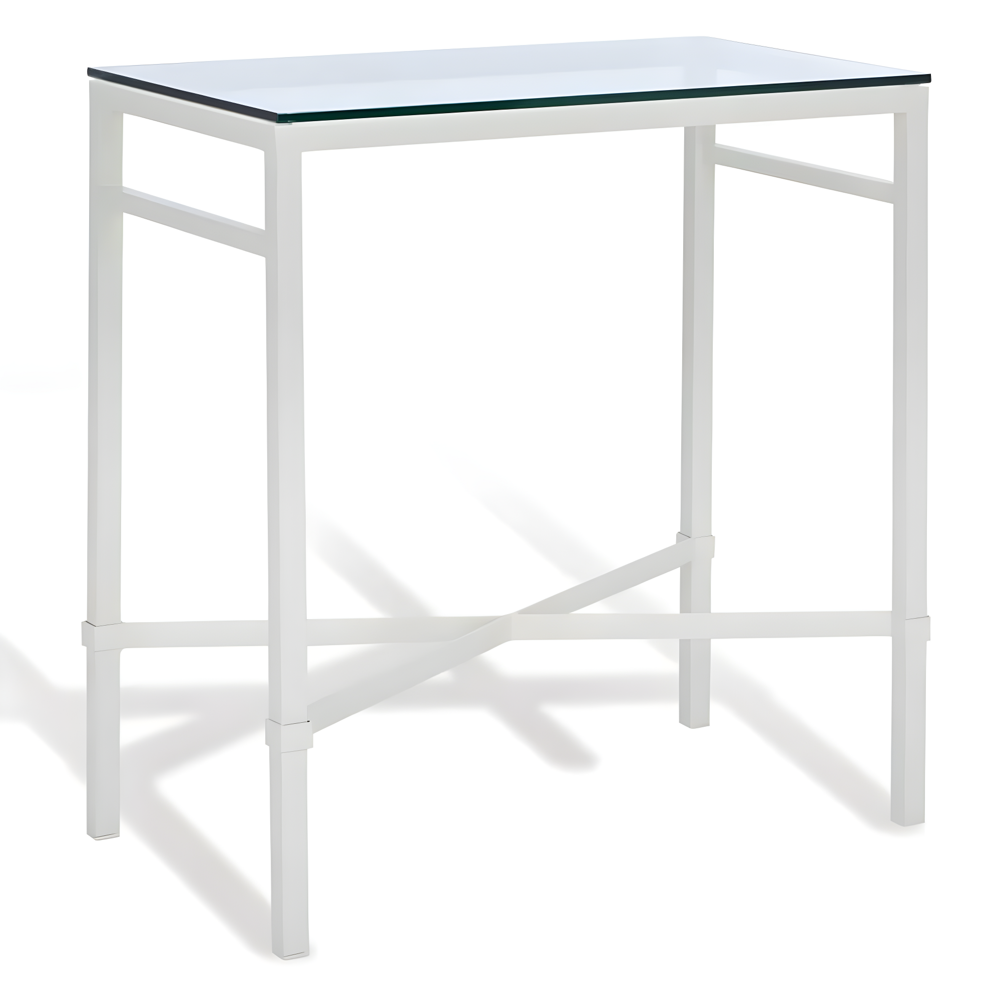 SAFAVIEH Couture Viggo Glam Glass Top Metal Side Table, White