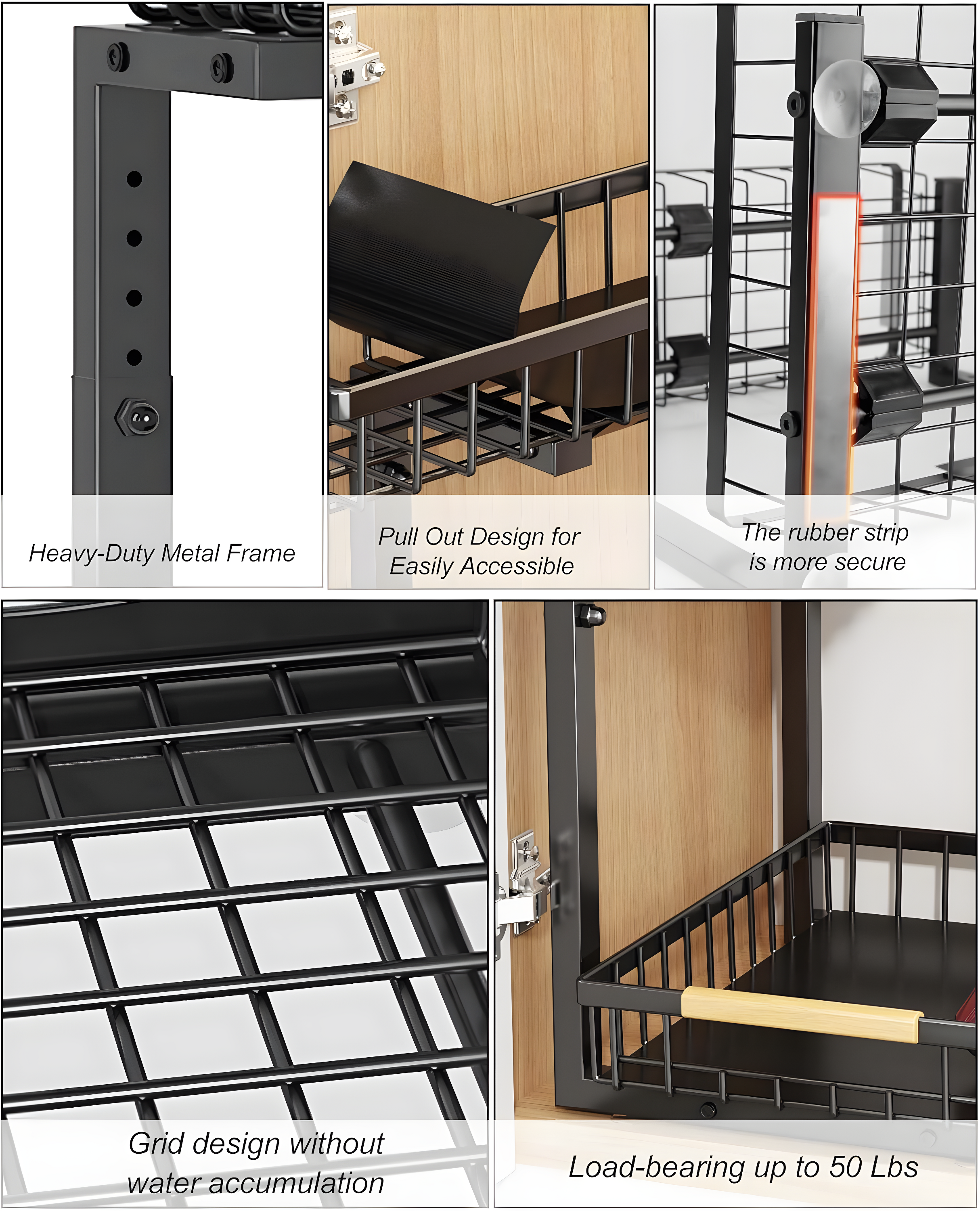 Rebrilliant Under Sink Organizer, 2 Tier Under Sink Organizers And Storage, Metal Slide Out Pull Out Cabinet Organizer ,2 Pack Sliding Drawer Organizer For Kitchen Bathroom Pantry