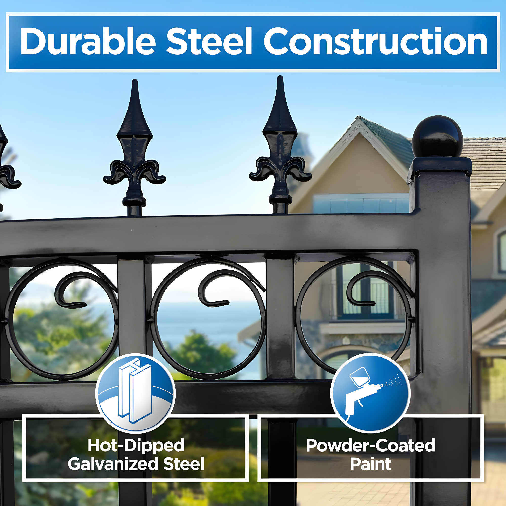 ALEKO Steel Dual Swing Driveway Gate - PRAGUE Style
