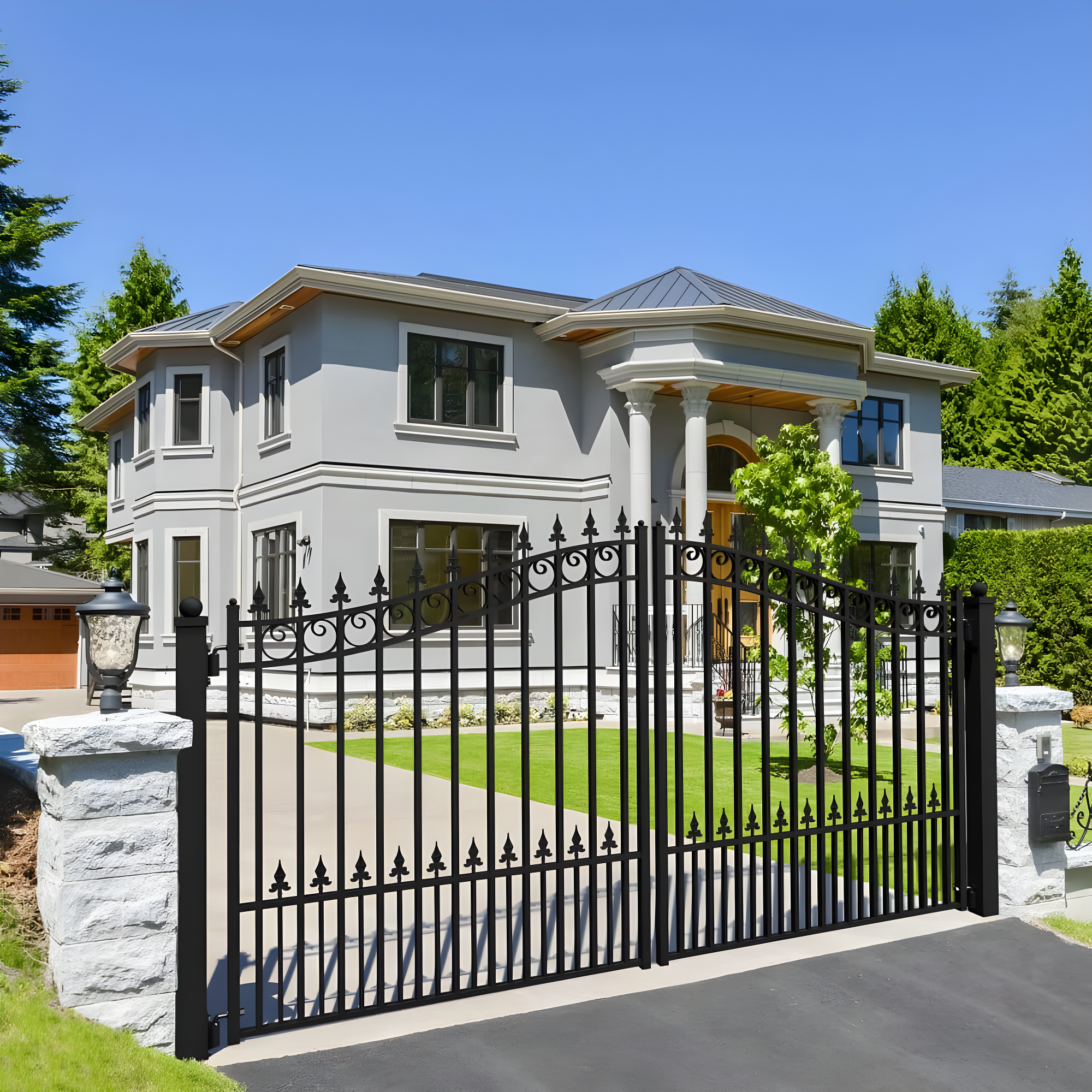ALEKO Steel Dual Swing Driveway Gate - PRAGUE Style