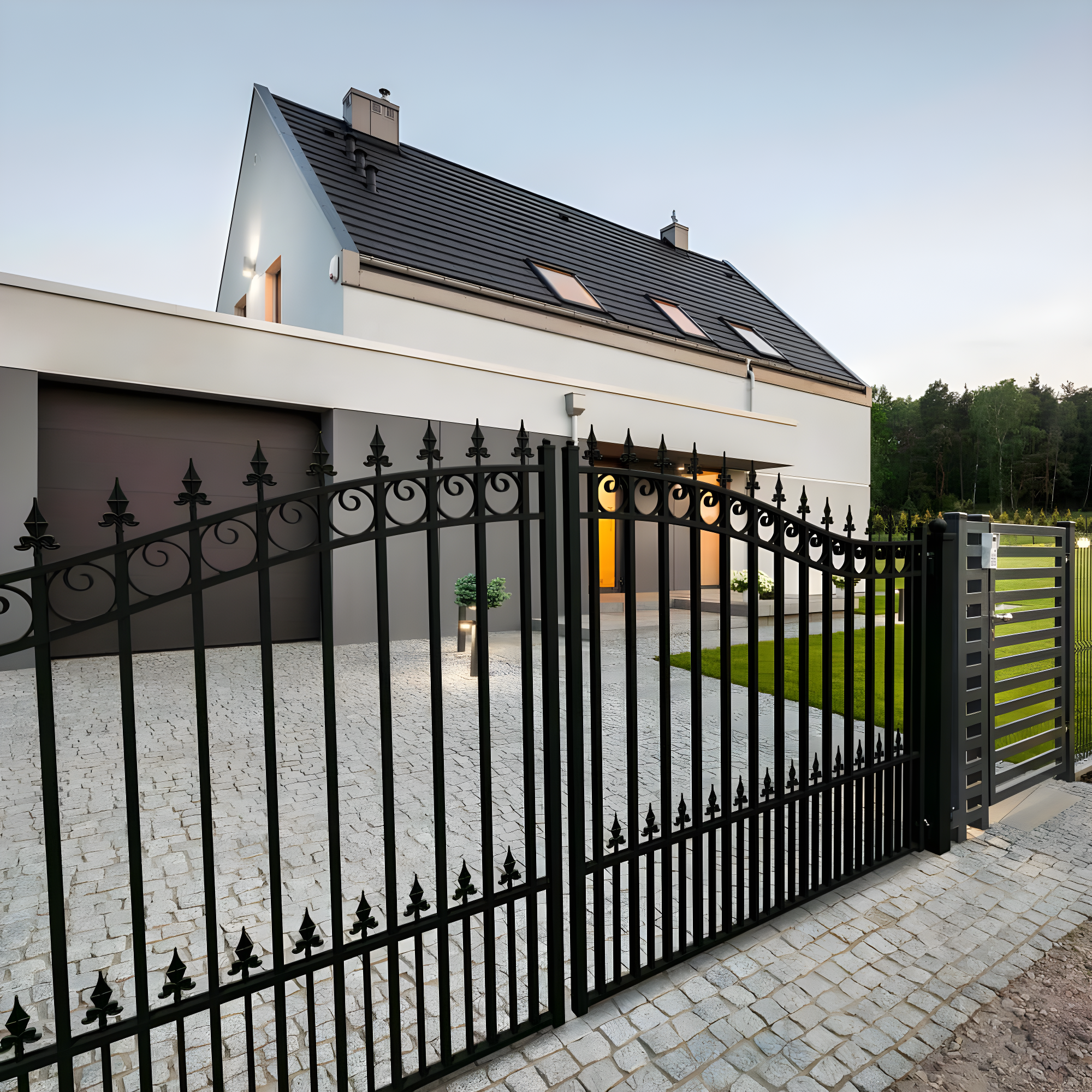 ALEKO Steel Dual Swing Driveway Gate - PRAGUE Style
