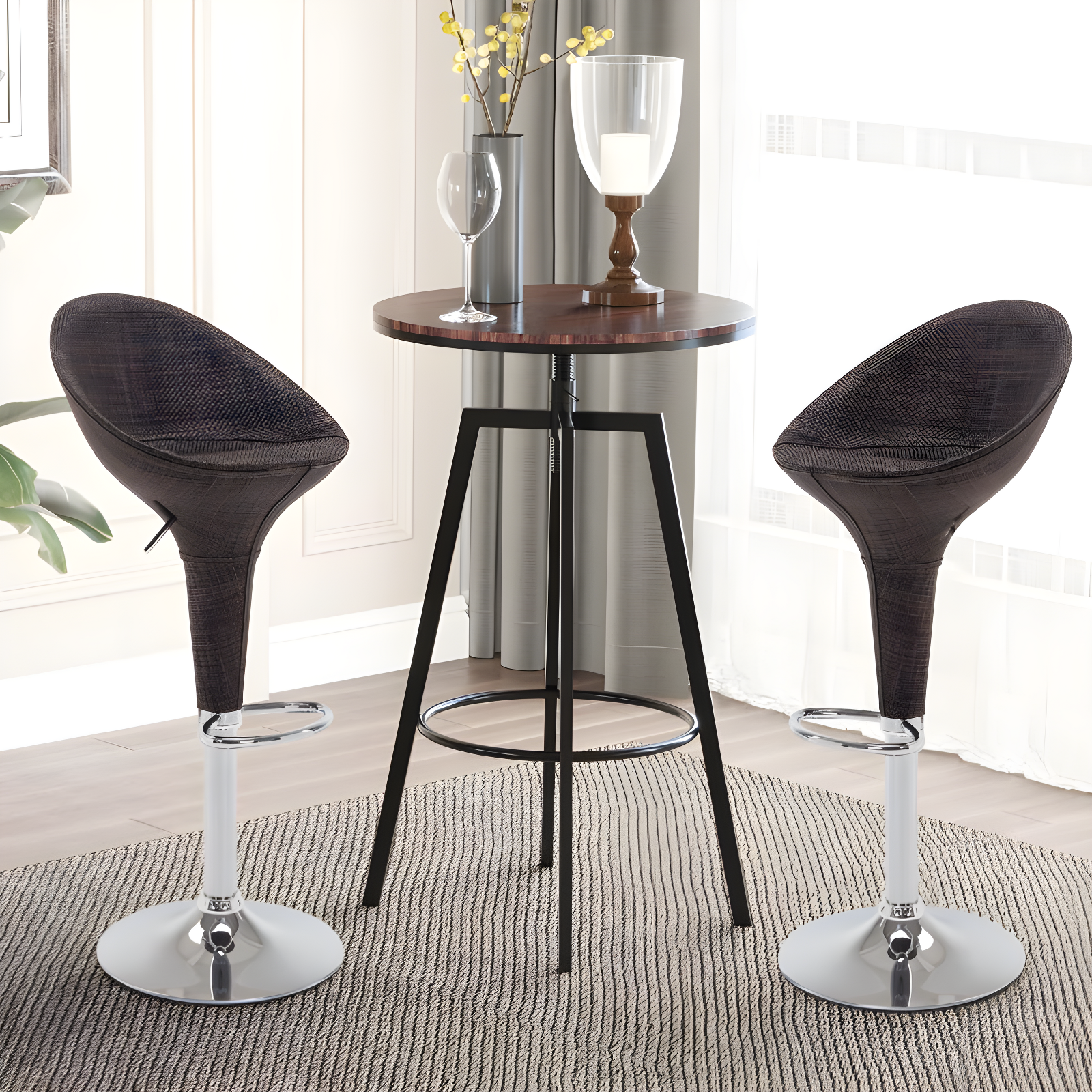 Orren Ellis Galeton Swivel Upholstered Adjustable Height Counter Stool with Metal Frame (Set of 2)