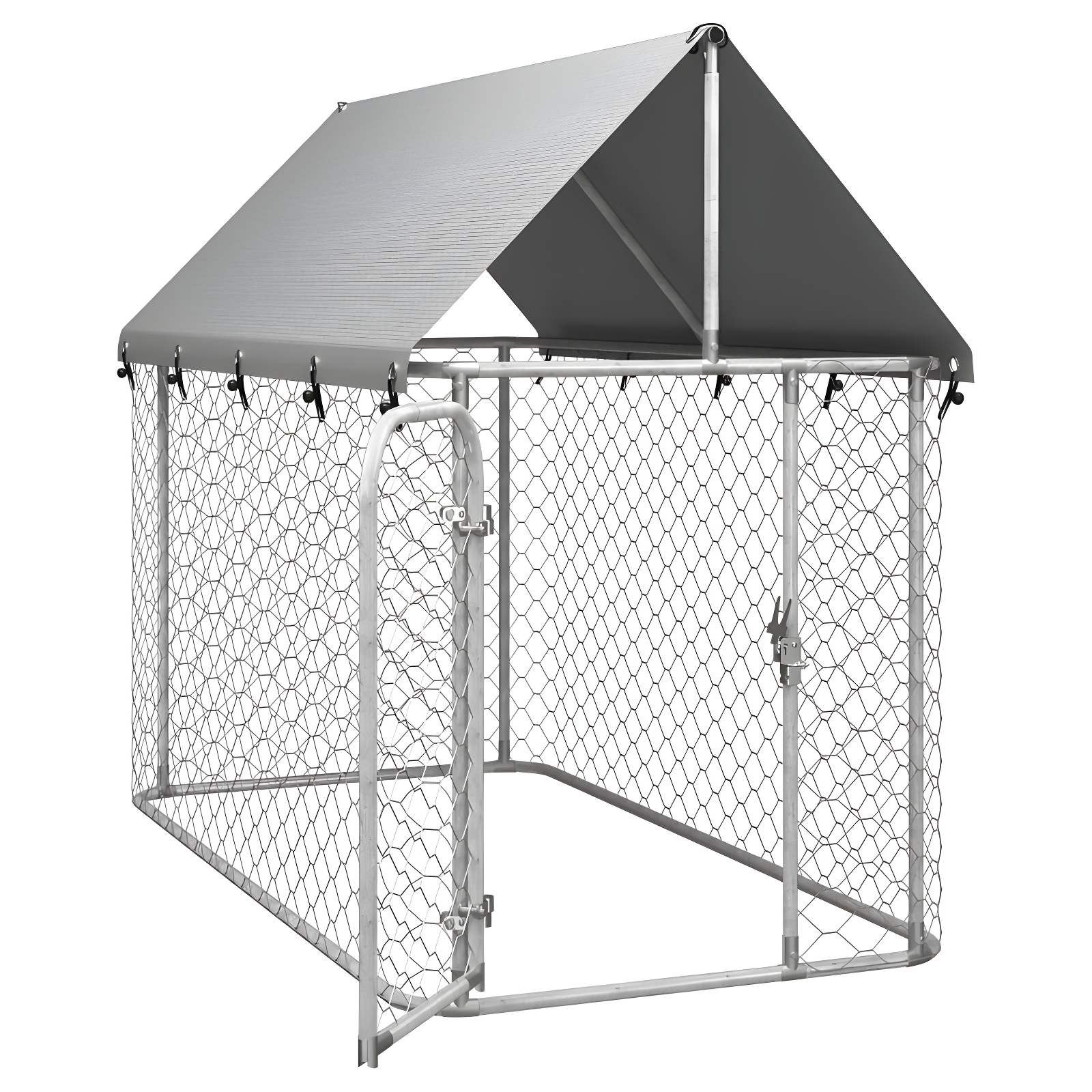 59.1'' H Powder Coated Steel Yard Kennel With Door