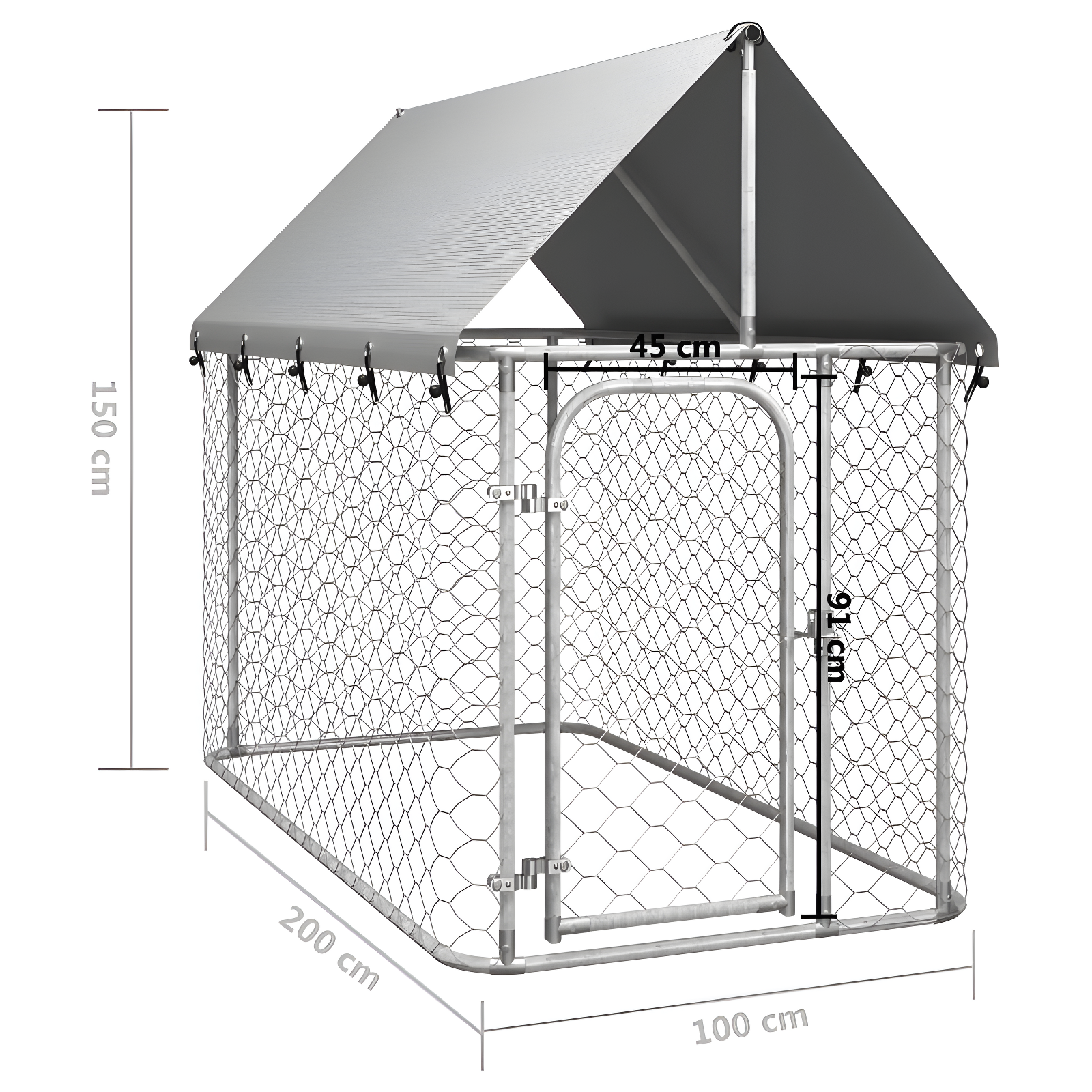59.1'' H Powder Coated Steel Yard Kennel With Door