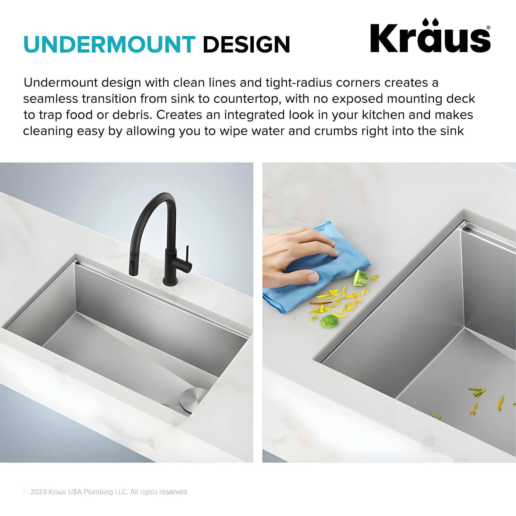 KRAUS Kore™ 28" L Undermount Workstation 16 Gauge Stainless Steel Single Bowl Kitchen Sink with Accessories