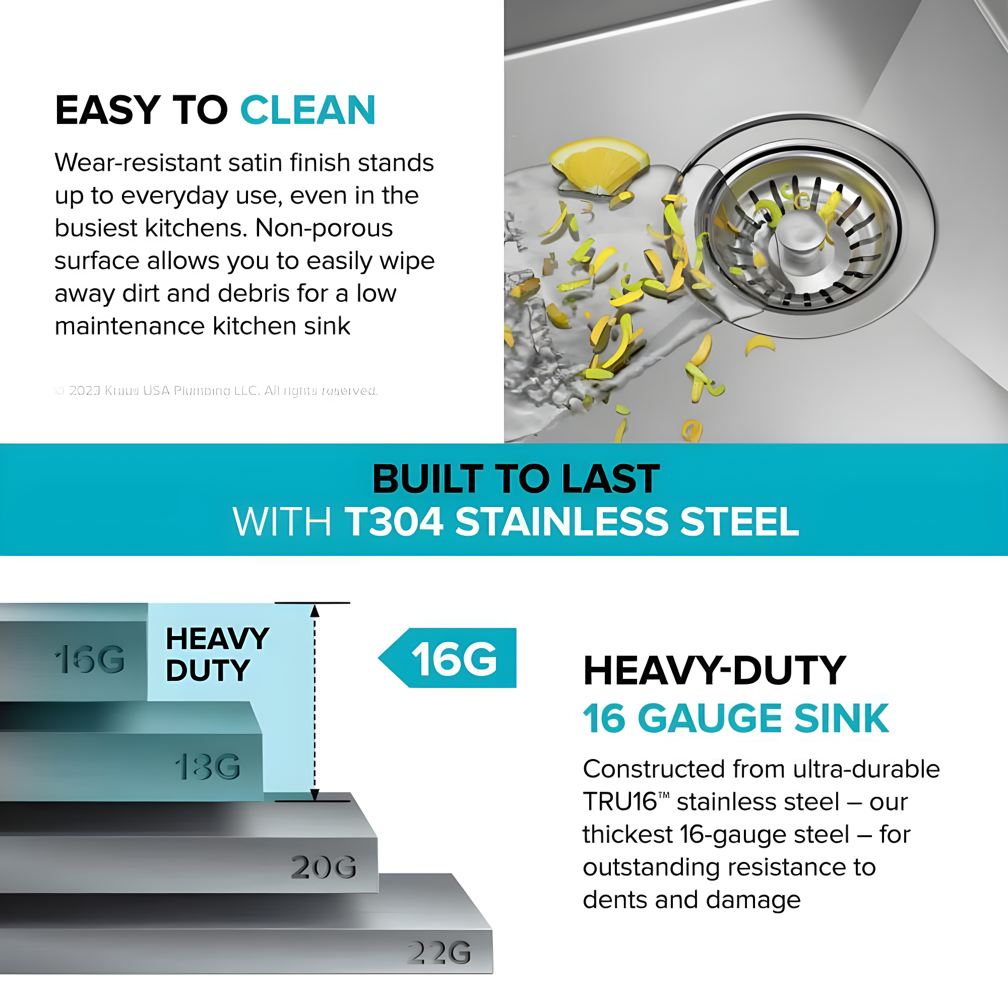 KRAUS Kore™ 28" L Undermount Workstation 16 Gauge Stainless Steel Single Bowl Kitchen Sink with Accessories