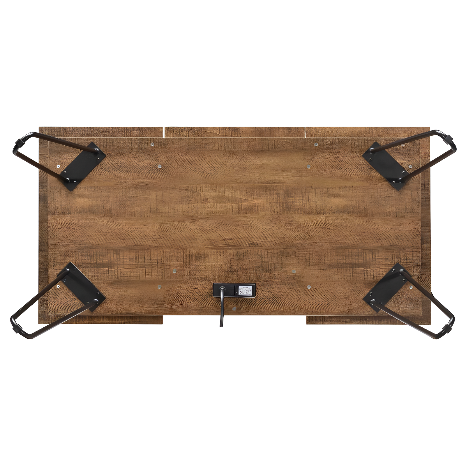 Sheeran Storage Writing Desk with Hairpin Legs Rustic Amber - Coaster: Industrial Style, Enclosed Cabinet, USB Ports