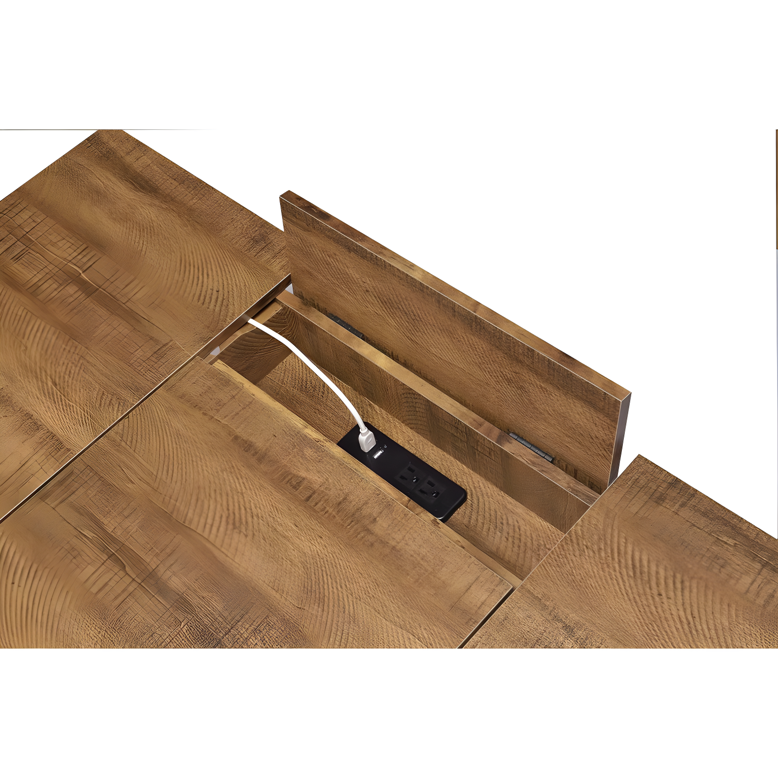 Sheeran Storage Writing Desk with Hairpin Legs Rustic Amber - Coaster: Industrial Style, Enclosed Cabinet, USB Ports