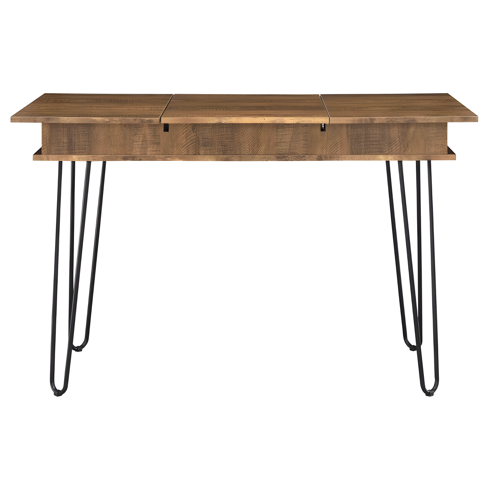 Sheeran Storage Writing Desk with Hairpin Legs Rustic Amber - Coaster: Industrial Style, Enclosed Cabinet, USB Ports