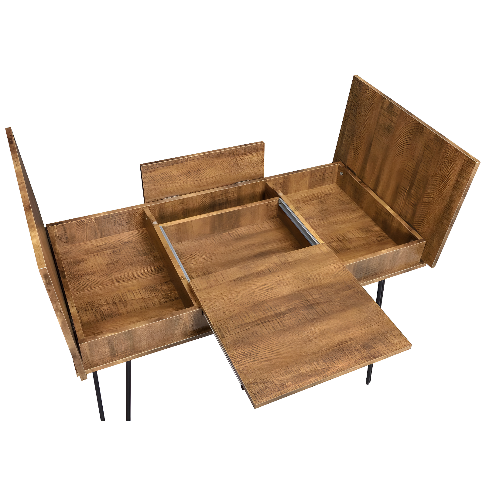 Sheeran Storage Writing Desk with Hairpin Legs Rustic Amber - Coaster: Industrial Style, Enclosed Cabinet, USB Ports